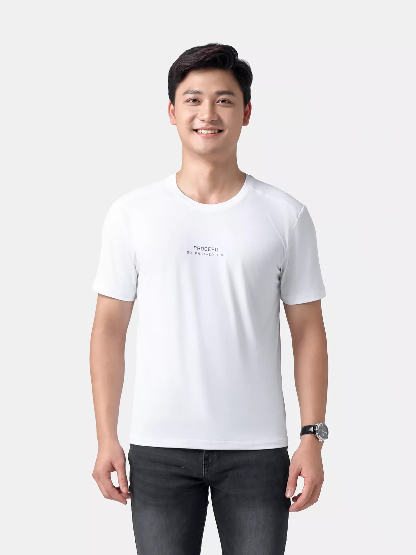 Áo Thun Nam 5S Fashion Siêu Nhẹ Mát In Chữ Phom Slimfit ATS24061