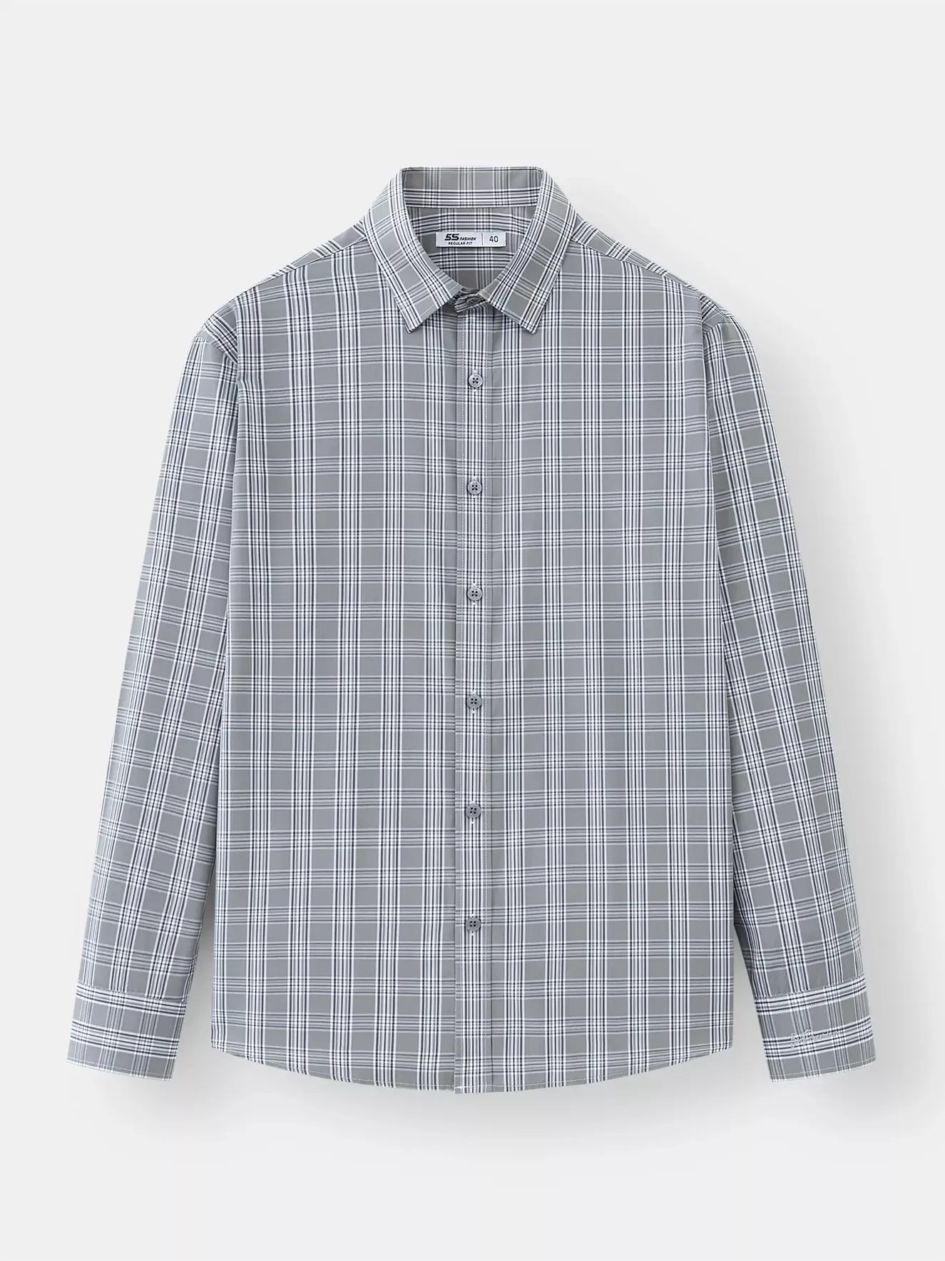 Áo Sơ Mi Nam Dài Tay 5S Fashion Dệt Kẻ Ô Regular ASM24011