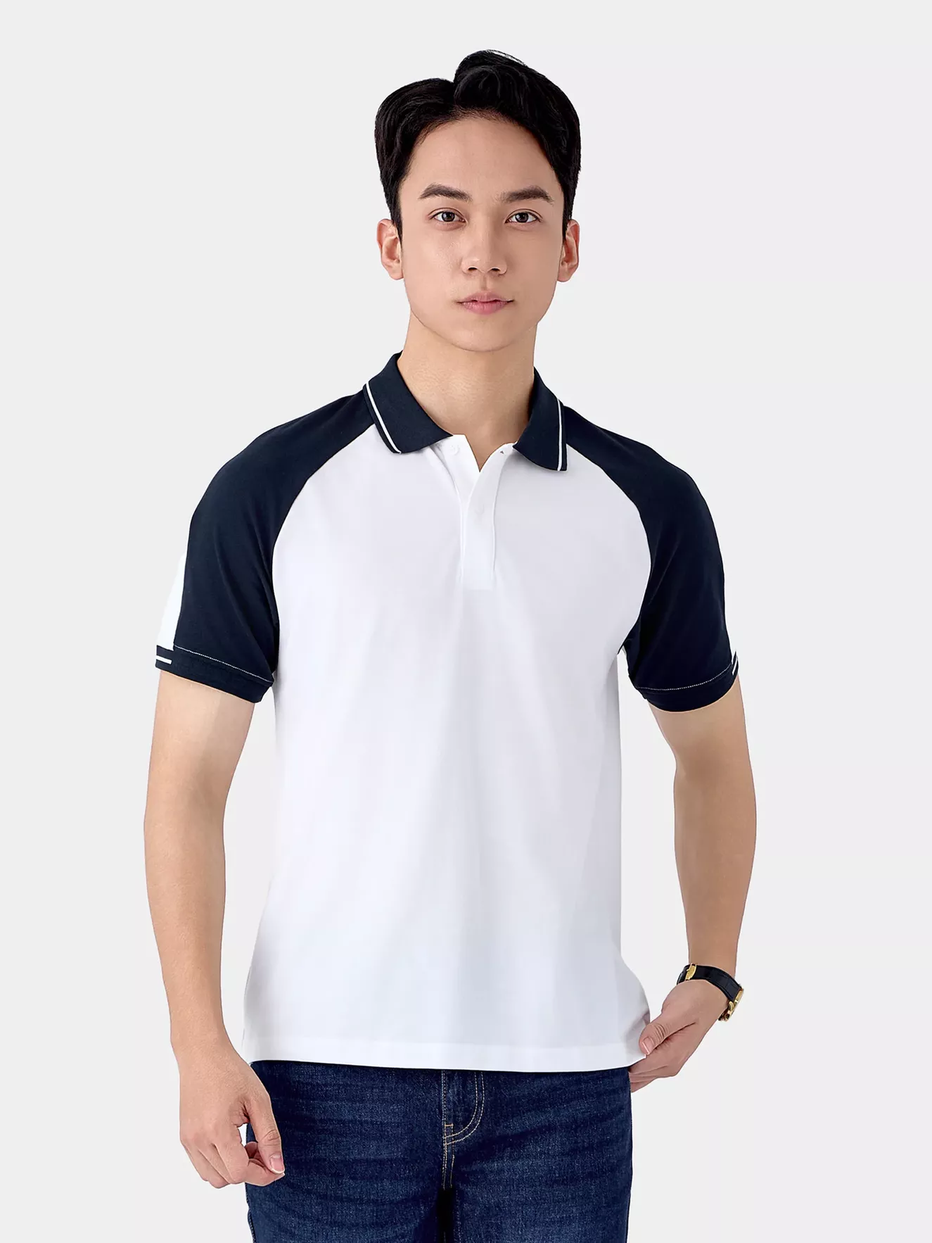 Áo Polo Nam 5S Fashion Tay Raglan Phối Màu Slimfit APC25028