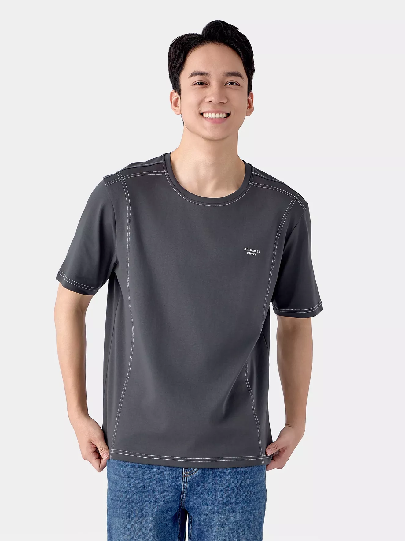 Áo Thun Nam Ngắn Tay 5S Fashion Chần Chỉ Phong Cách ATS25001