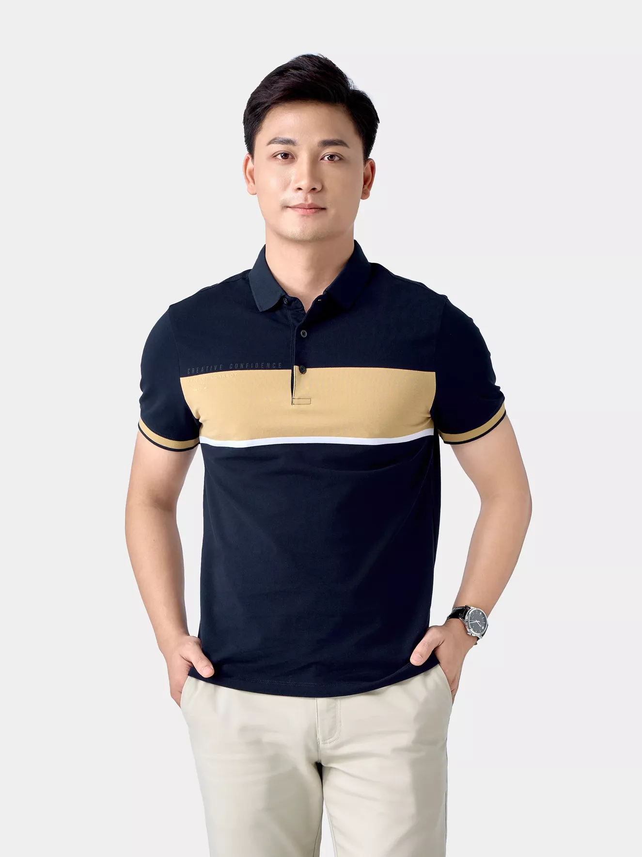 Áo Polo Nam 5S Fashion Can Phối Phom Slimfit APC24058