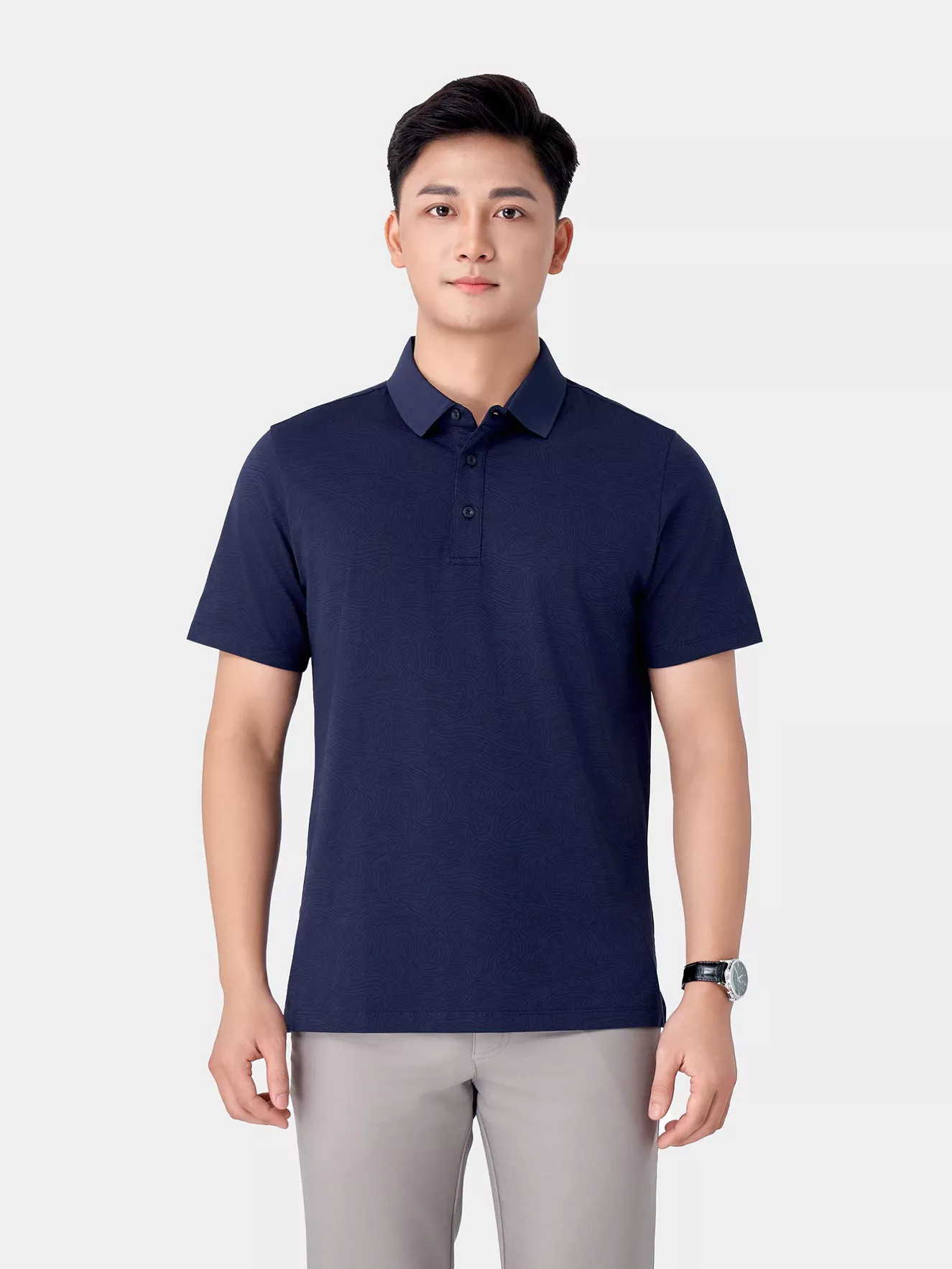 Áo Polo Nam 5S Fashion Dệt Họa Tiết Phom Casual APC24048