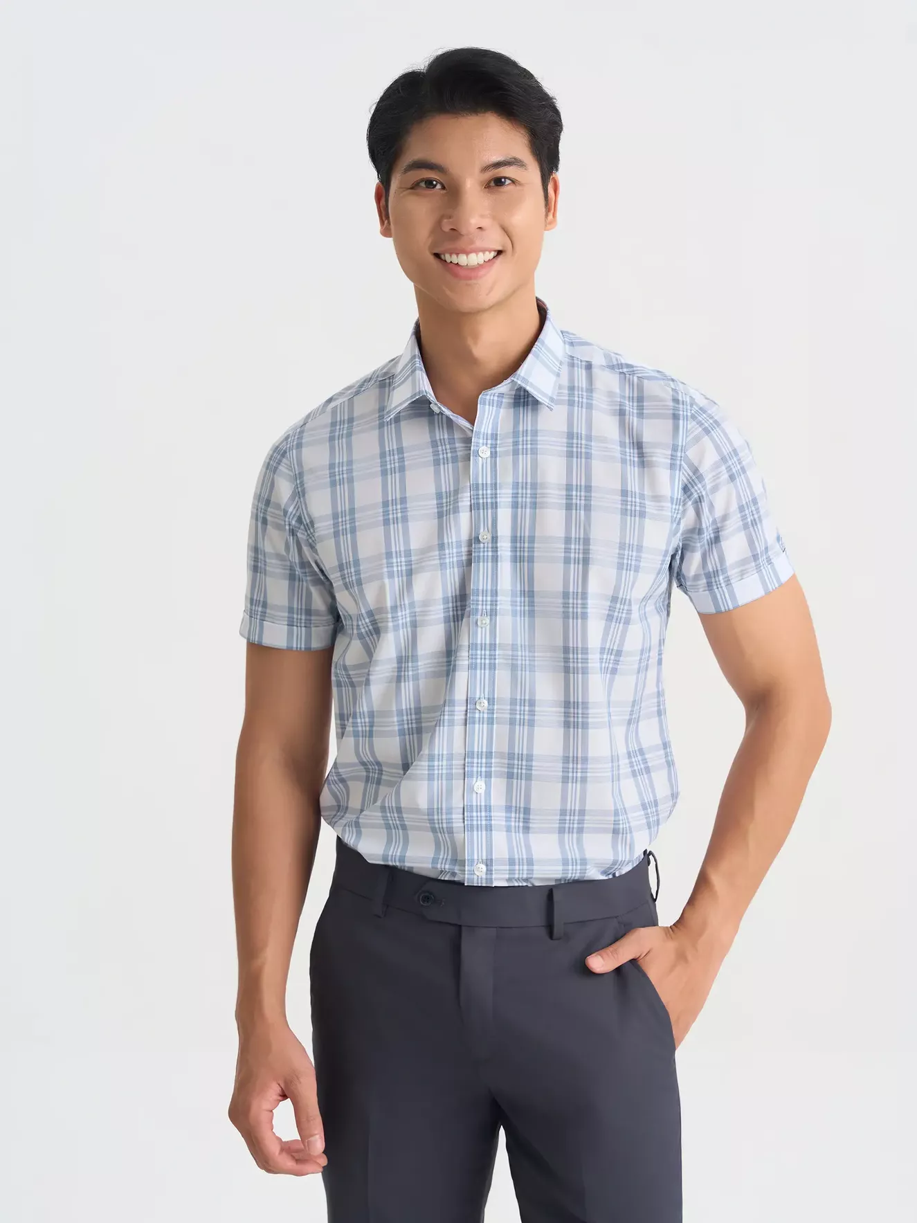 Áo Sơ Mi Nam 5S Fashion Kẻ Caro Sang Trọng Slimfit ASC25019