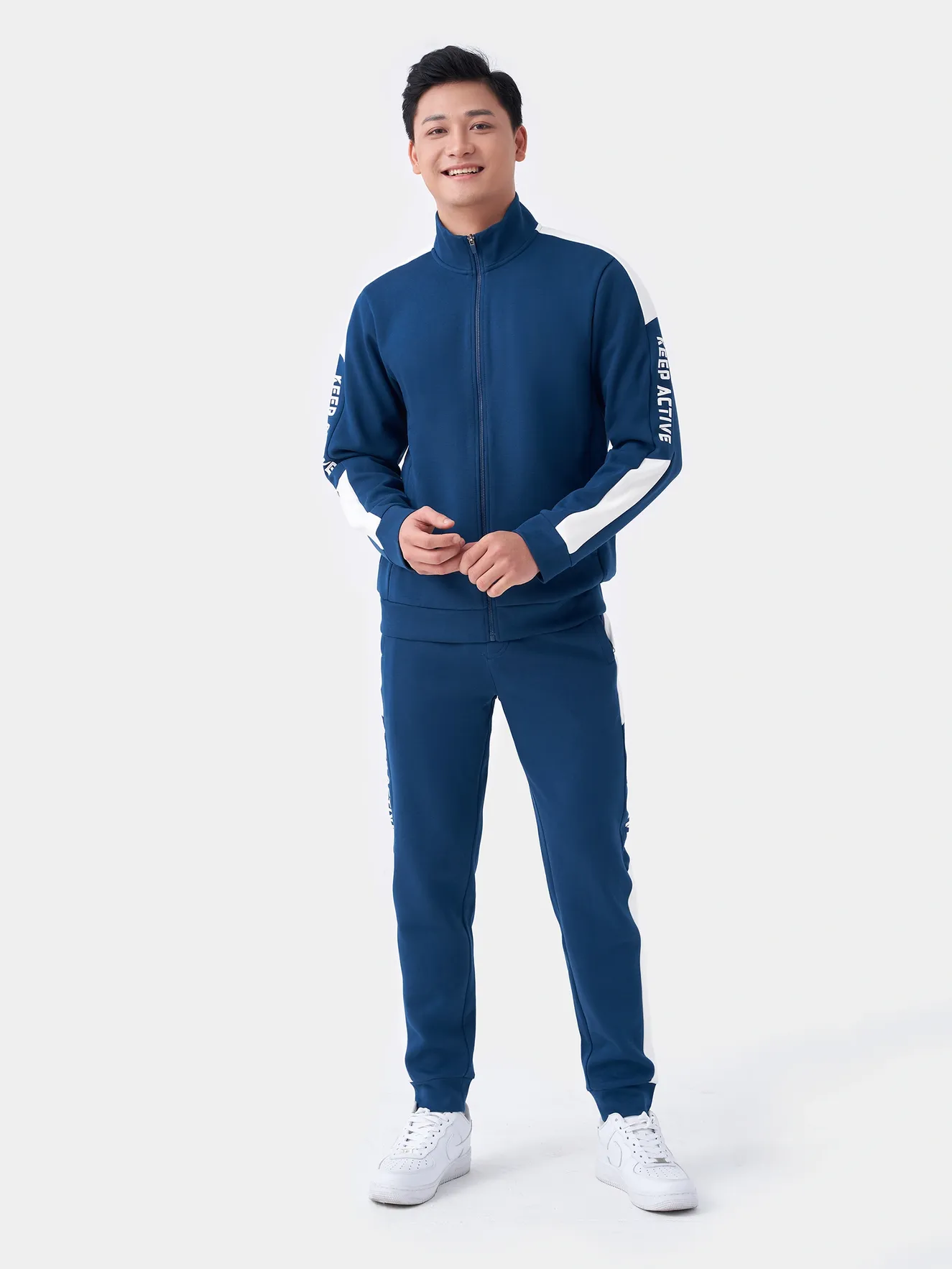 Bộ Quần Áo Nam Cổ Trụ Kéo Khóa Chất Nỉ 5S Fashion Can Phối BNK23001