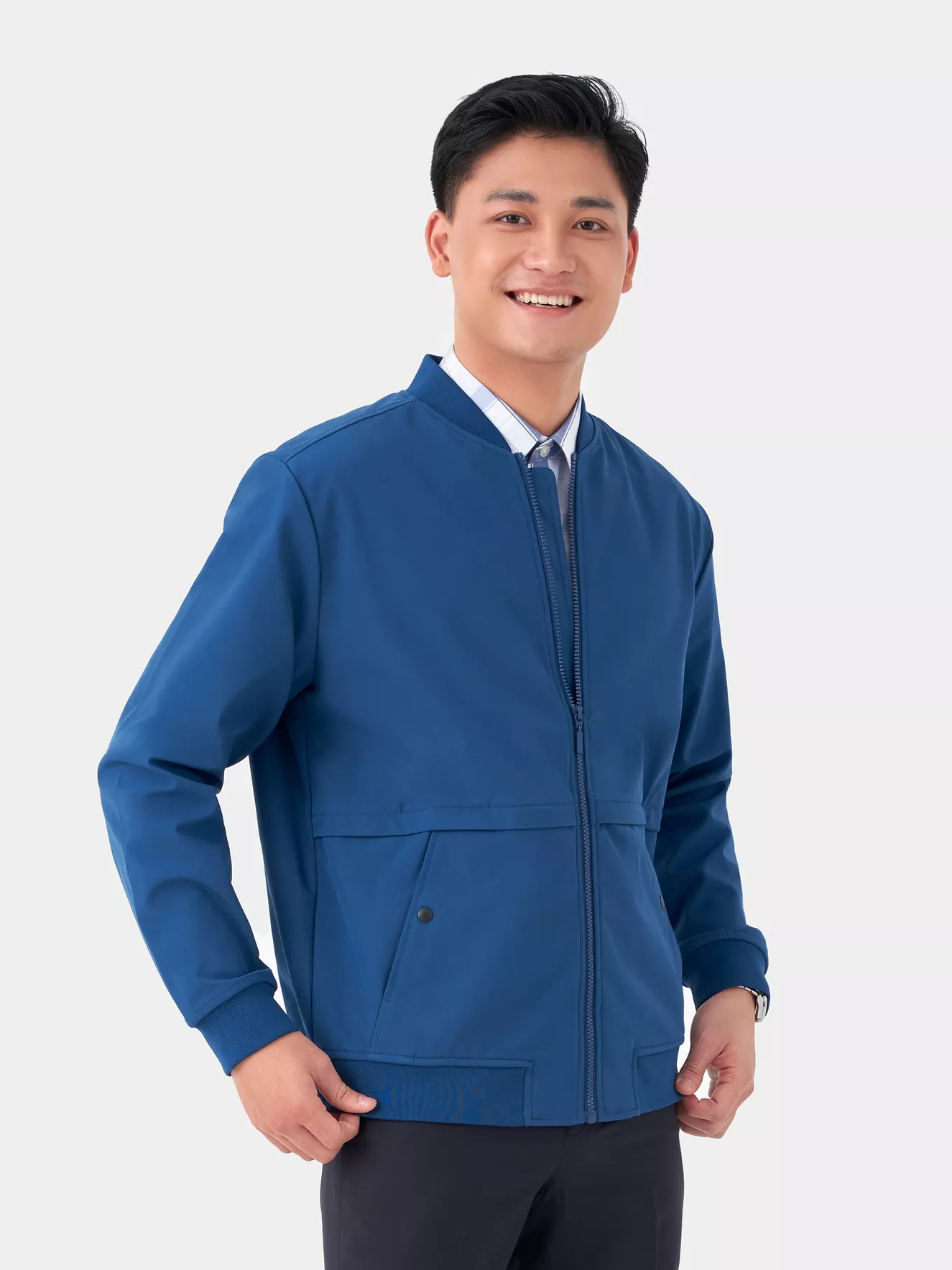 Áo Khoác Bomber Nam 5S Fashion Túi Bấm Cúc Phom Regular AKB23006