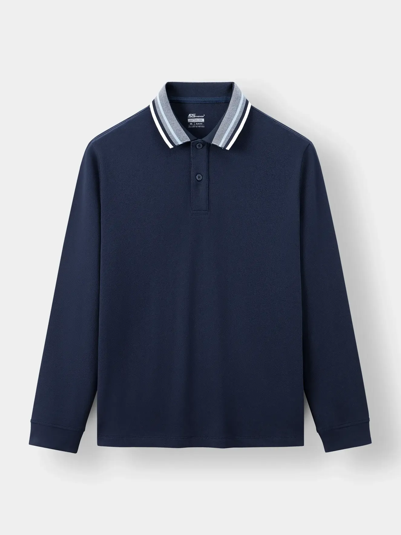 Áo Polo Dài Tay Cổ Phối Màu 5S Fashion Slim Fit APD23601