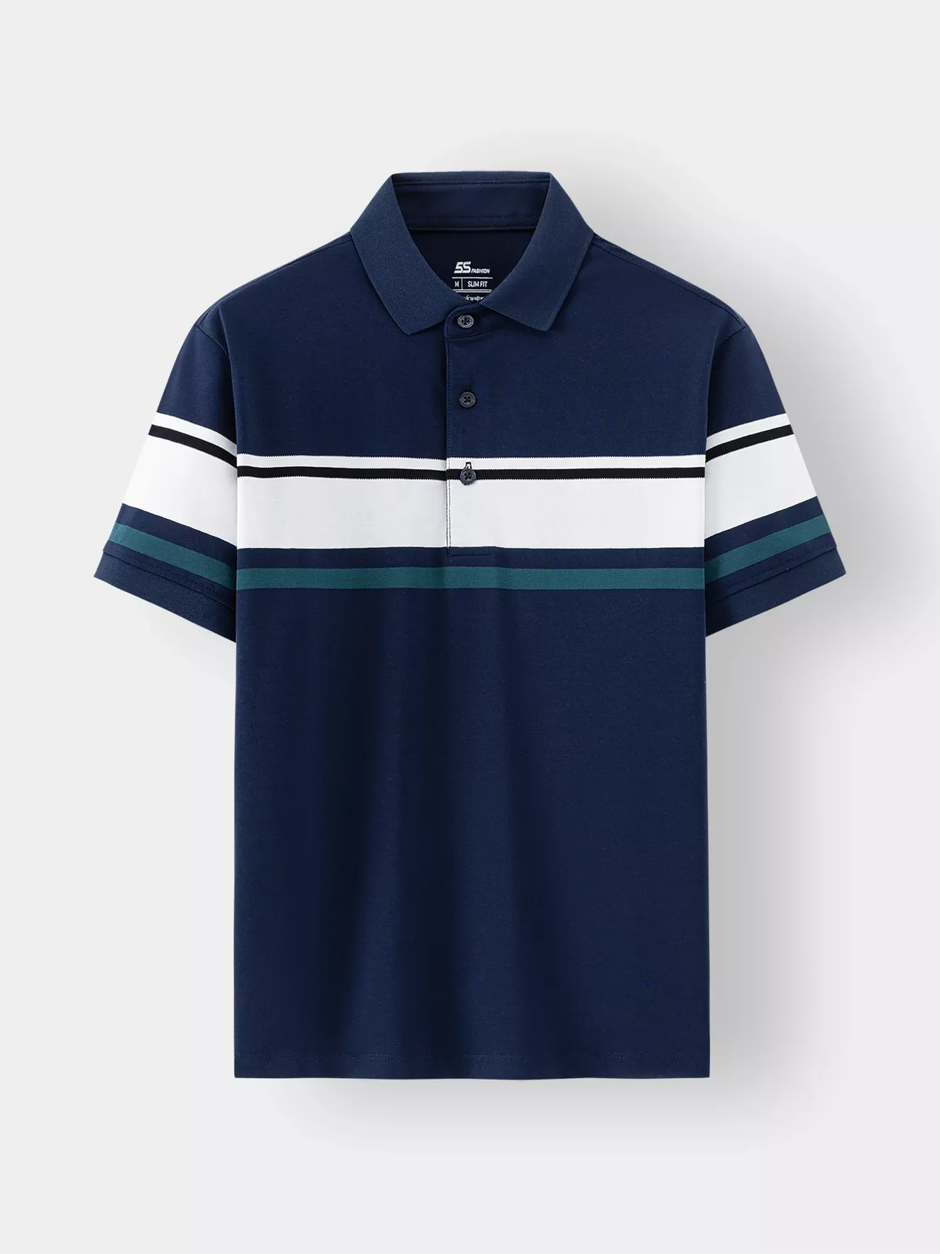 Áo Polo Nam 5S Fashion Can Phối Kẻ Ngang Phom Slimfit APC24054