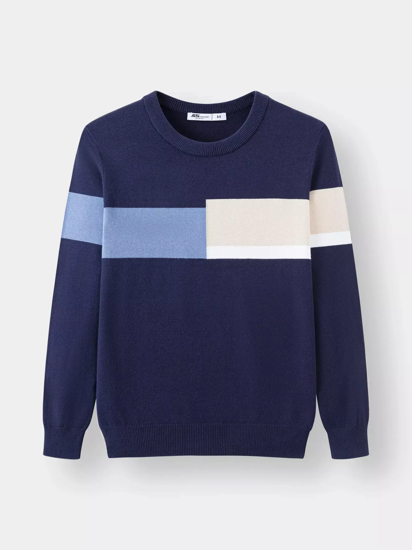 Áo len phối kẻ lệch 5S Fashion ALO23001