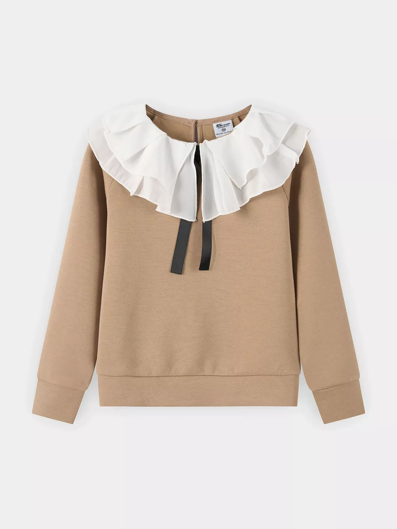 Áo Nỉ Bé Gái 5S Fashion Cổ Bèo Phối Nơ GBANI25005