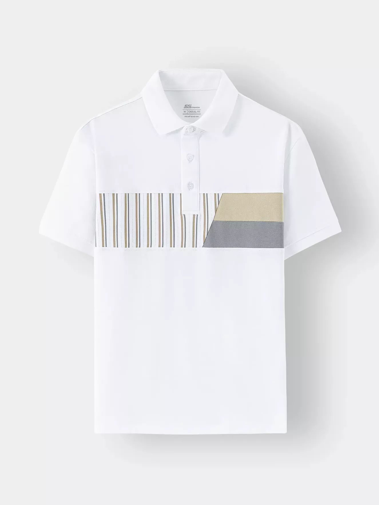 Áo Polo Nam 5S Fashion Phối Họa Tiết Casual APC24045