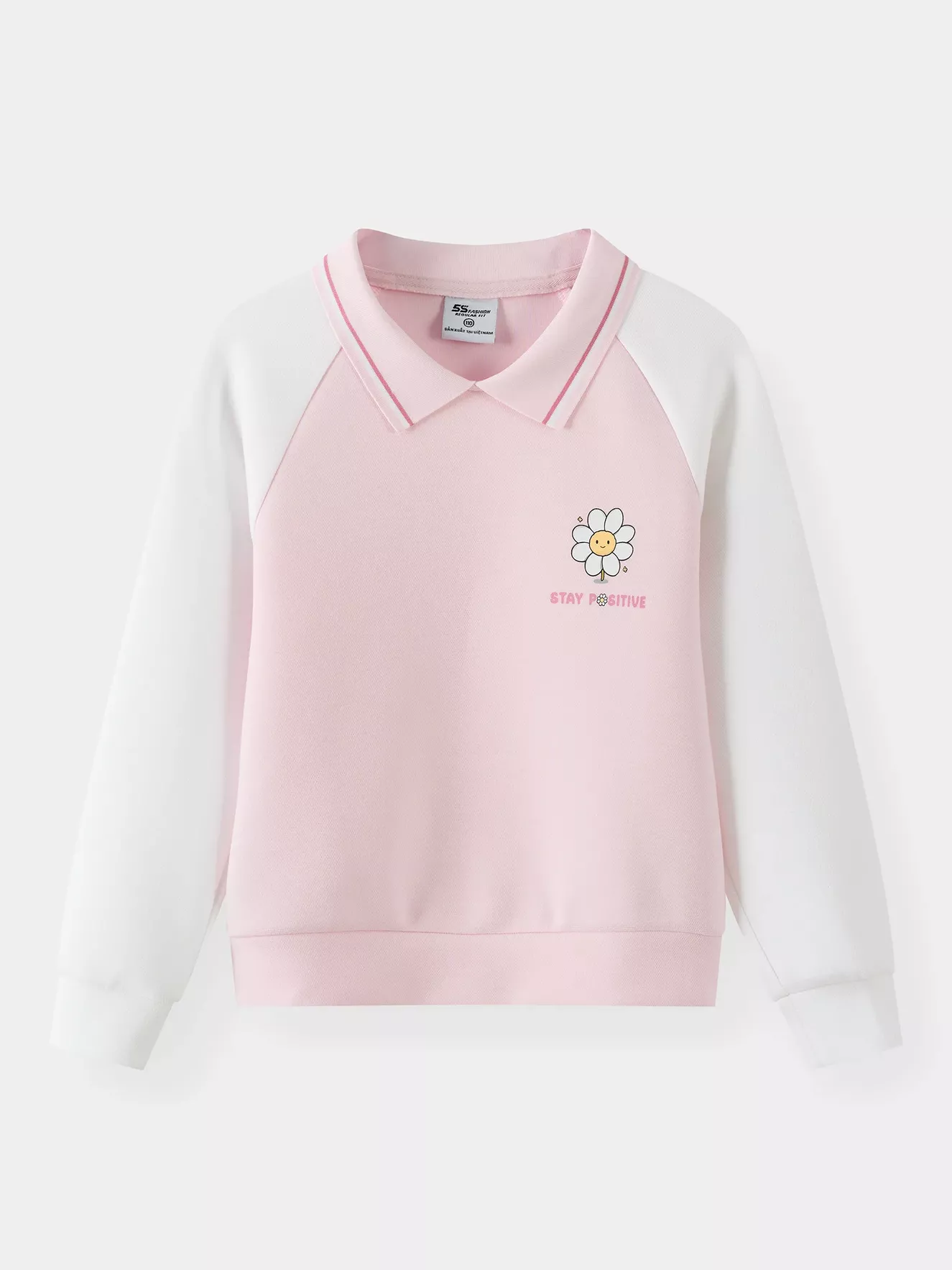 Áo Polo Bé Gái Chất Nỉ 5S Fashion Tay Raglan In Dễ Thương GBANI25002