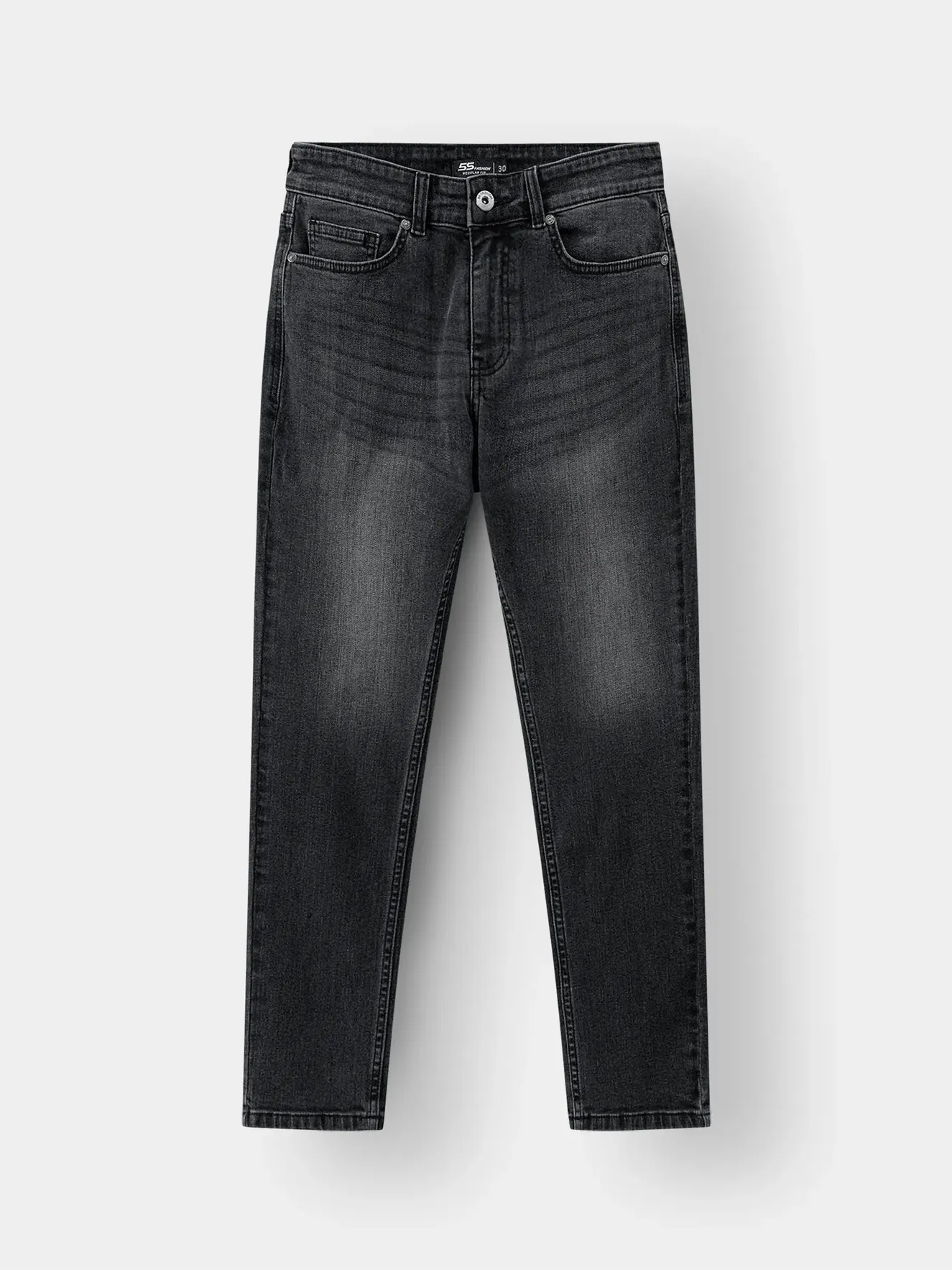 Quần Jean Nam 5S Fashion Màu Ghi Đen Regular QJE24013