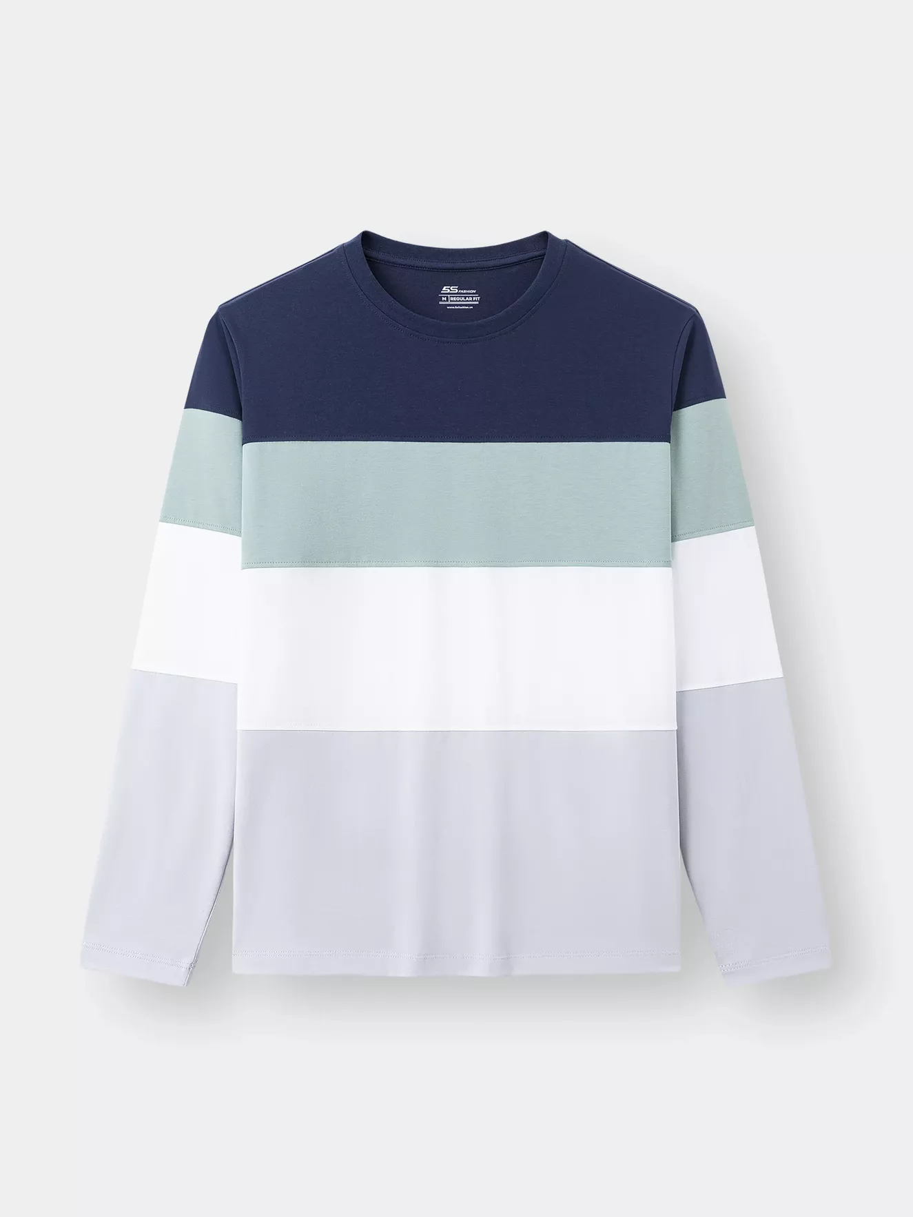 Áo Thun Nam Dài Tay 5S Fashion Sọc Ngang Form Regular Fit ATO23003