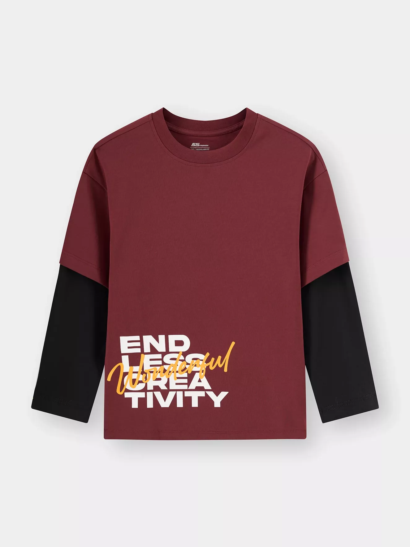 Áo Thun Bé Trai 5S Fashion Tay Phối Layer Phom Slimfit B0ATH25001