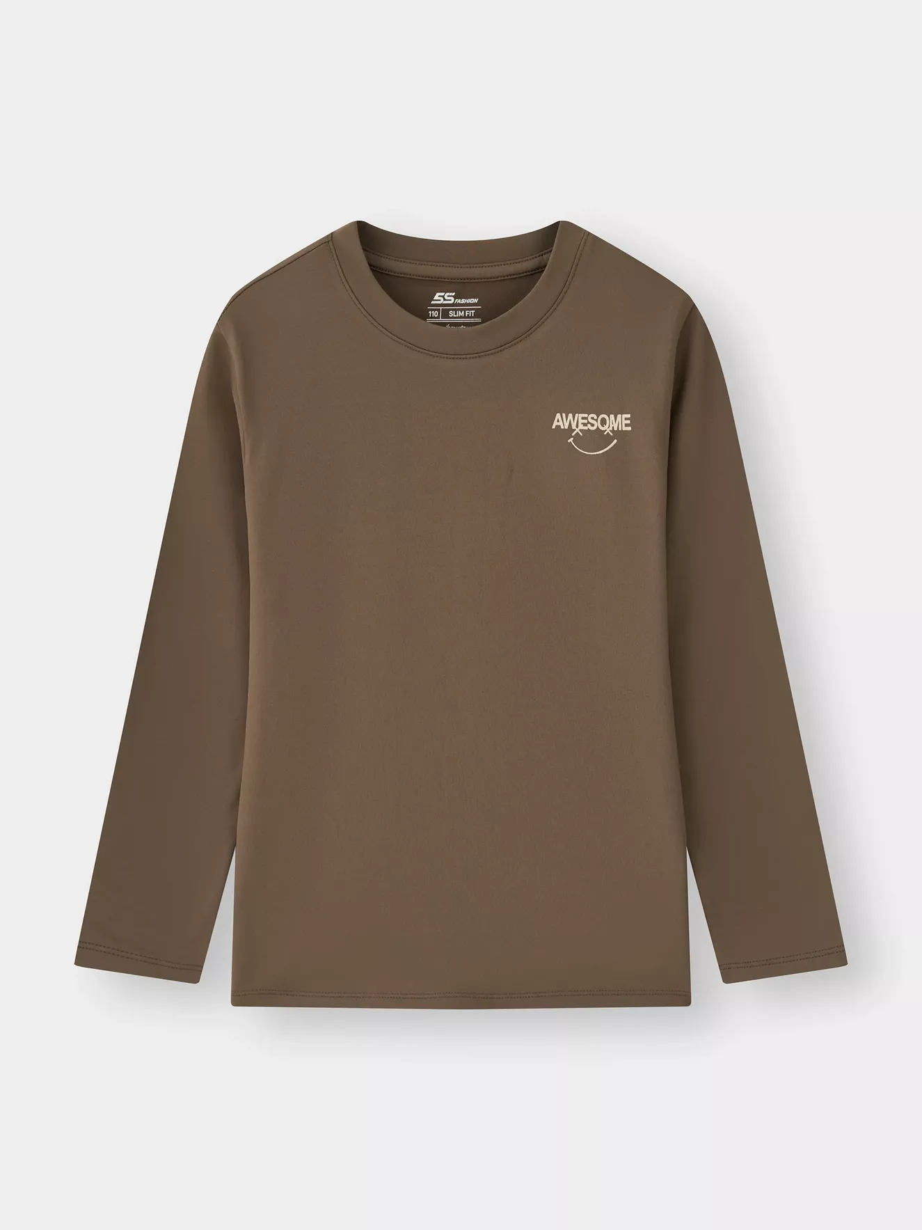 Áo Giữ Nhiệt Bé Trai Cổ Tròn 5S Fashion Lót Nỉ Bông Slimfit B0AGN25005