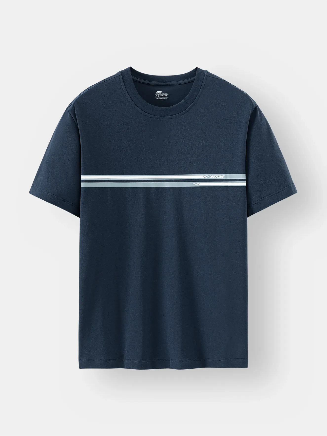 Áo Thun Nam Ngắn Tay 5S Fashion Cotton Phối In Ngang Ngực ATS24020