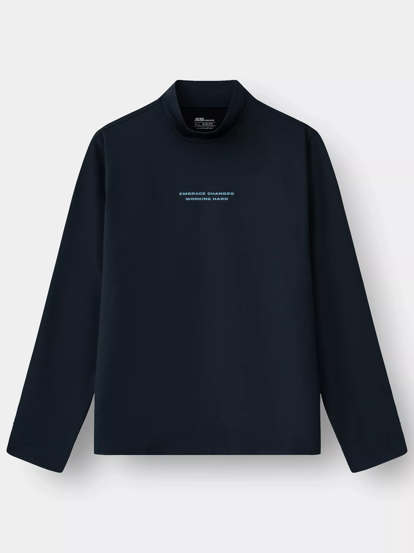 Áo Giữ Nhiệt Nam 5S Fashion Cổ Cao In Chữ Phom Slimfit M0AGN25001