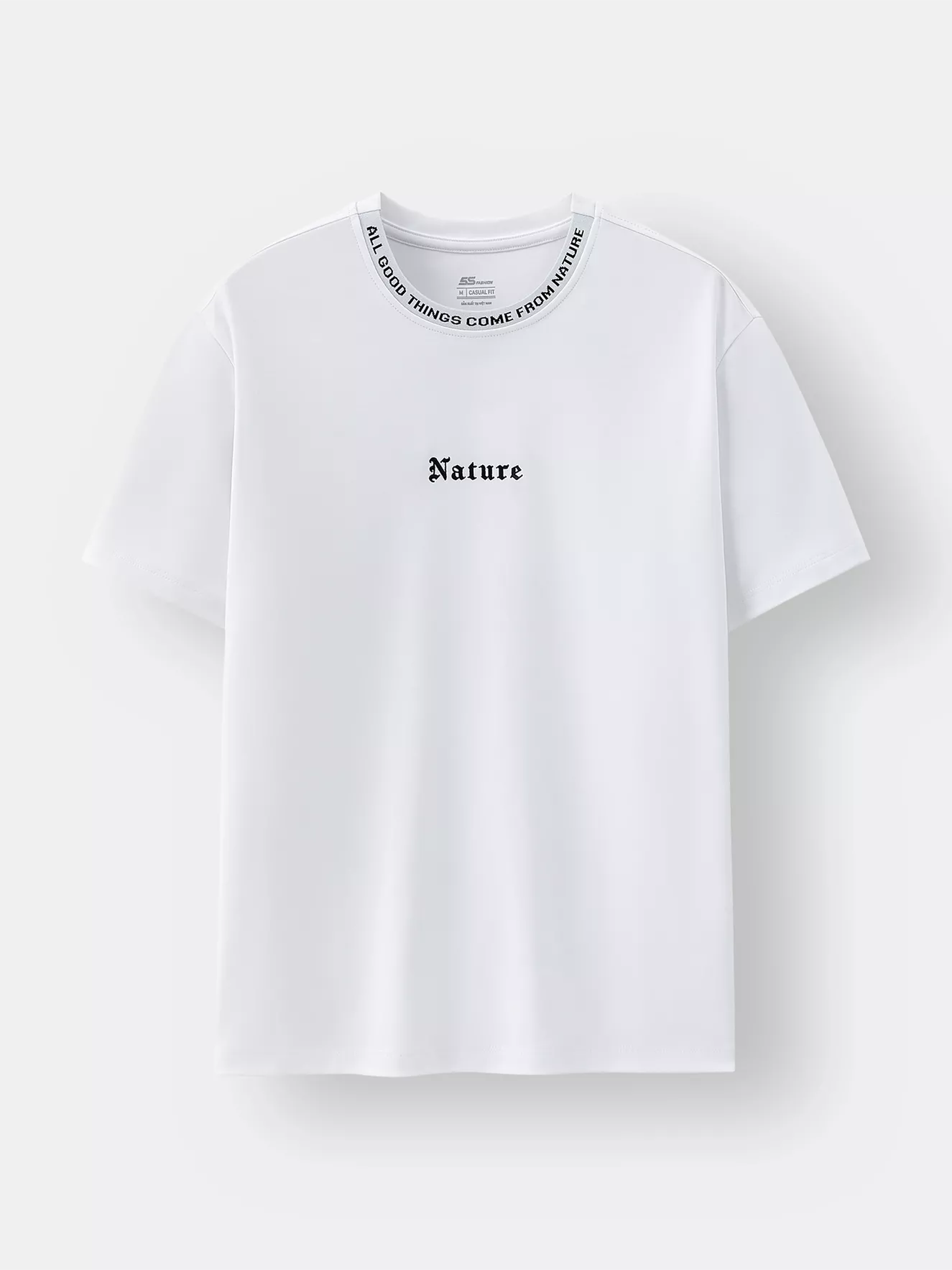 Áo Thun Nam Ngắn Tay 5S Fashion Cotton Thêu Chữ ATS25044