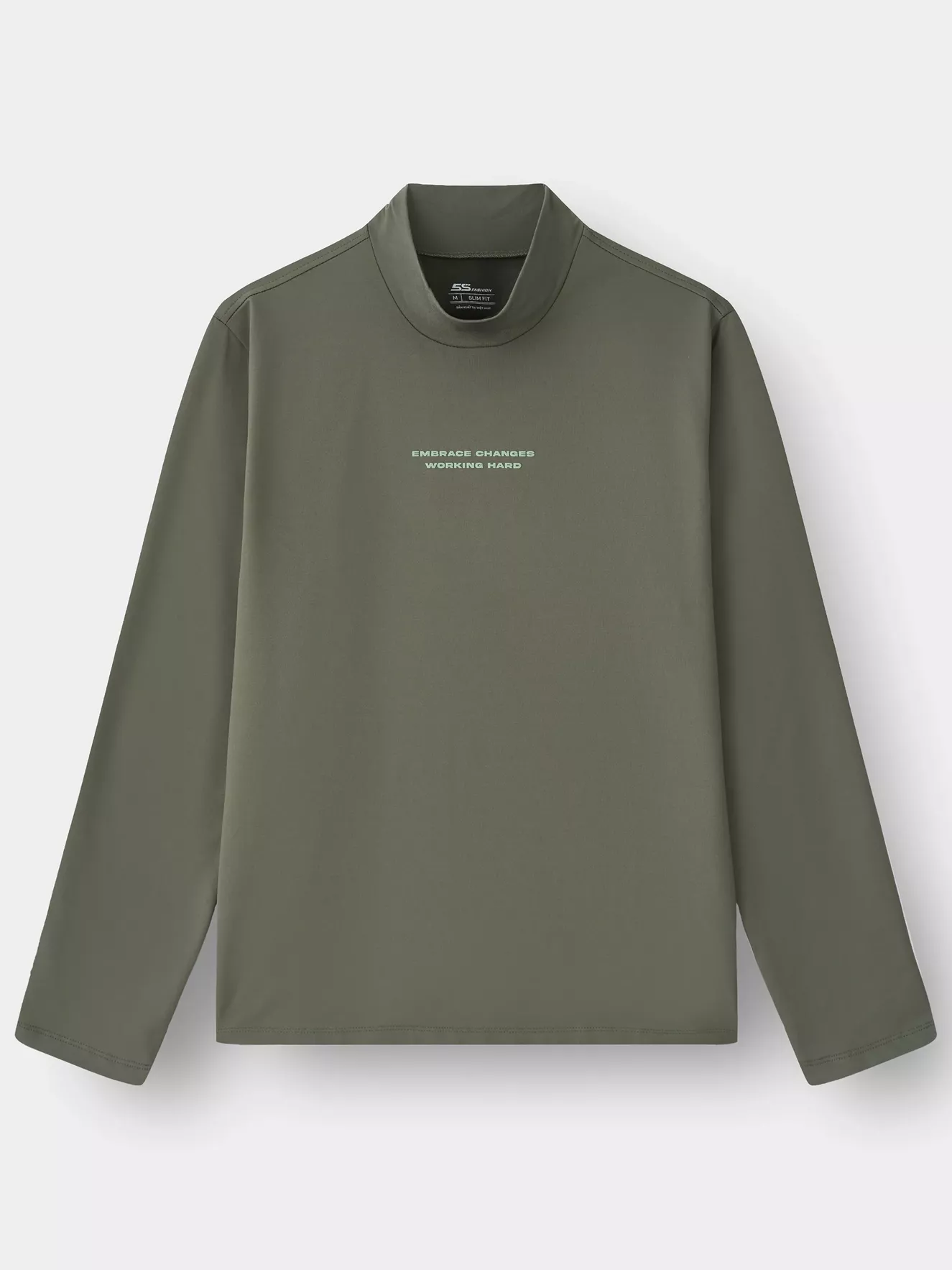 Áo Giữ Nhiệt Nam 5S Fashion Cổ Cao In Chữ Phom Slimfit M0AGN25001