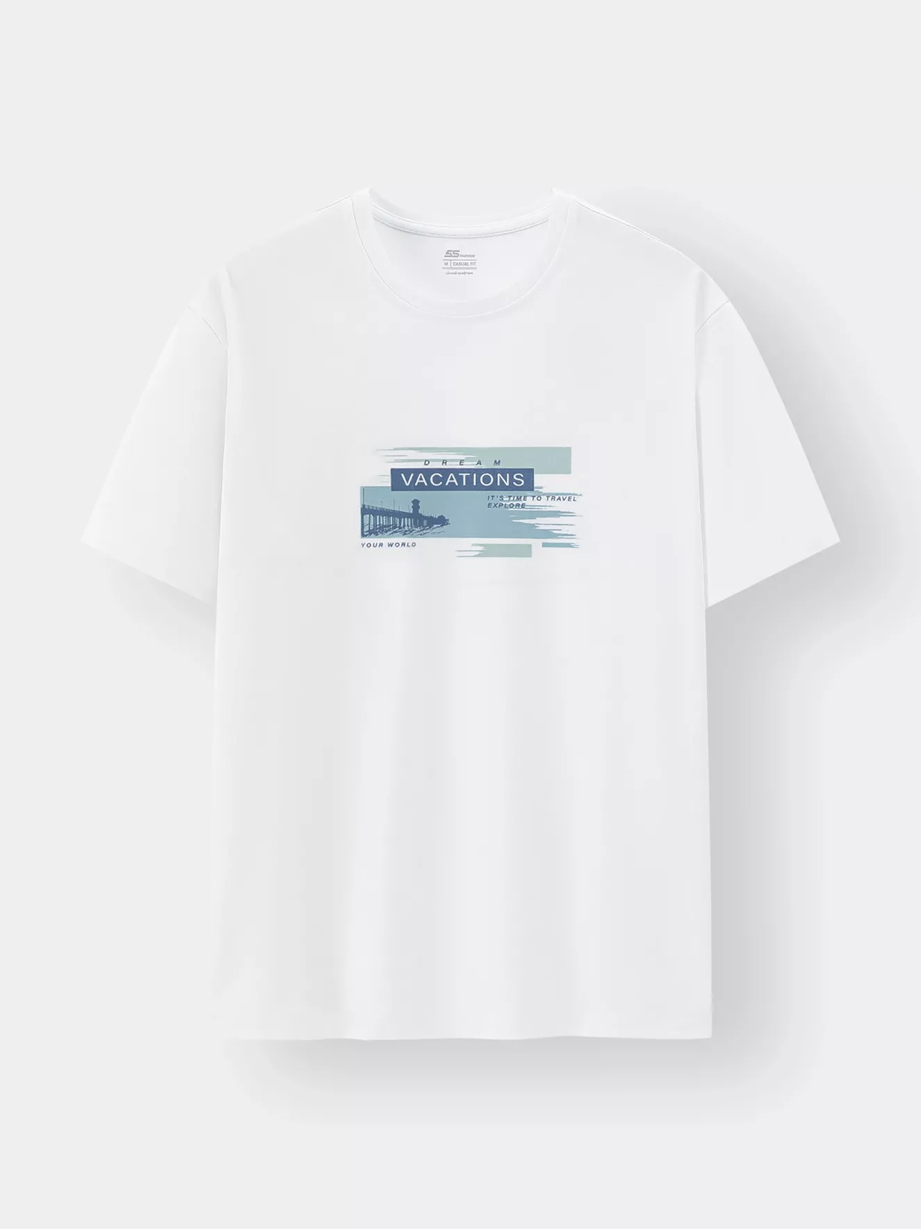 Áo Thun Nam Ngắn Tay In Chữ Phối Hình In Phom Casual ATS24027