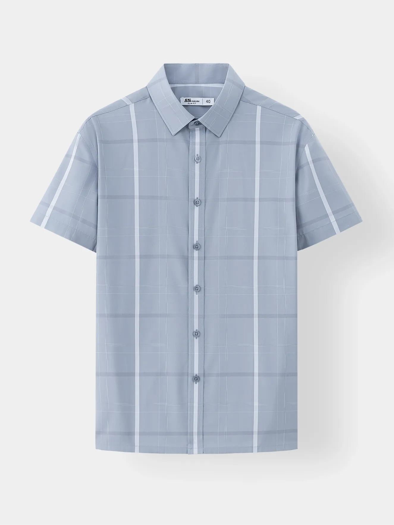 Áo Sơ Mi Nam Ngắn Tay 5S Fashion Kẻ Ô Slimfit ASC25056