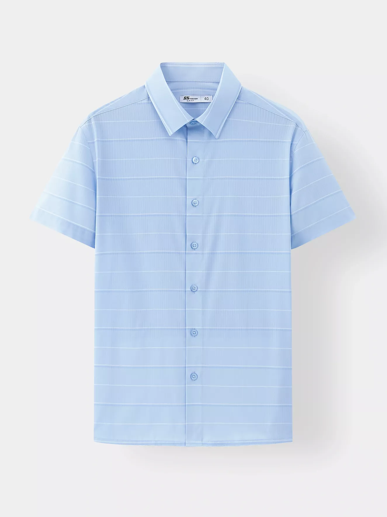 Áo Sơ Mi Nam Ngắn Tay 5S Fashion Dệt Kẻ Ngang Slimfit ASC25061