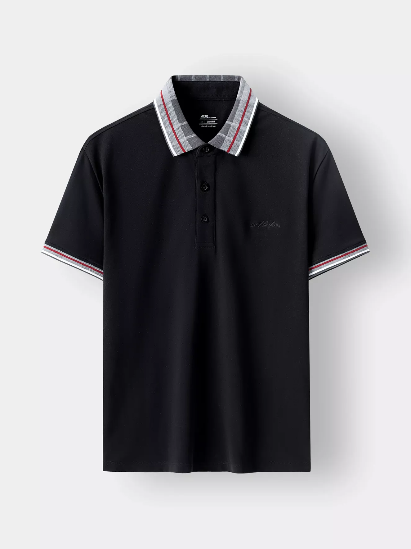 Áo Polo Nam 5S Fashion Cổ Dệt Kẻ Slimfit APC24003