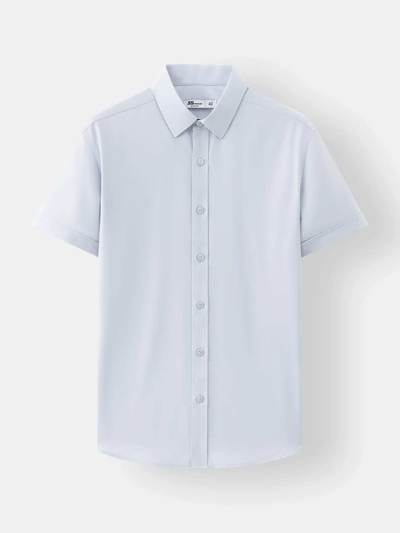 Áo Sơ Mi Nam Ngắn Tay 5S Fashion Màu Ghi Nhạt ASC25020