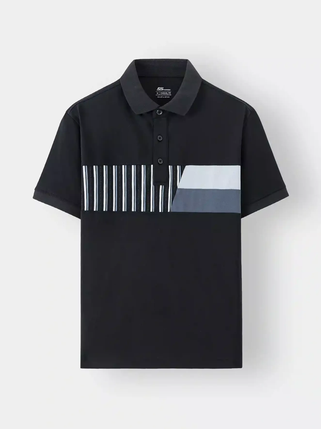 Áo Polo Nam 5S Fashion Phối Họa Tiết Casual APC24045