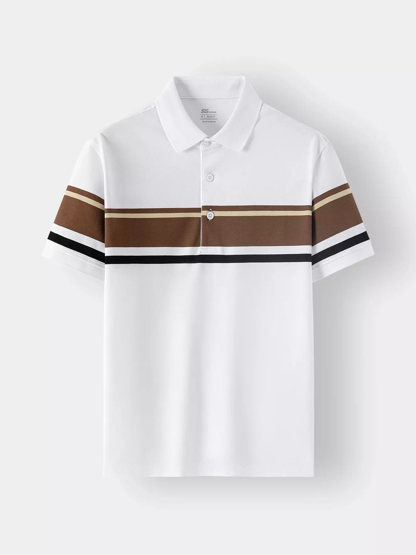 Áo Polo Nam 5S Fashion Can Phối Kẻ Ngang Phom Slimfit APC24054