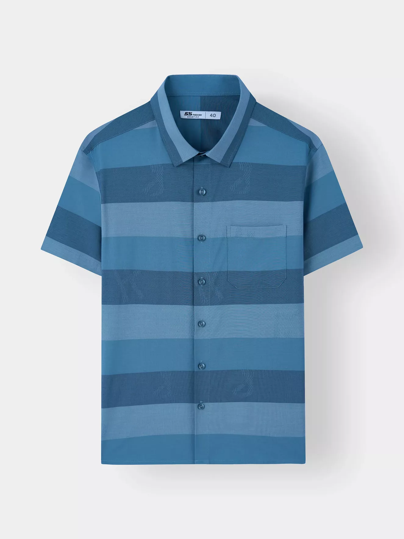 Áo Sơ Mi Nam Ngắn Tay 5S Fashion Kẻ Ngang Smart Fit ASC25021