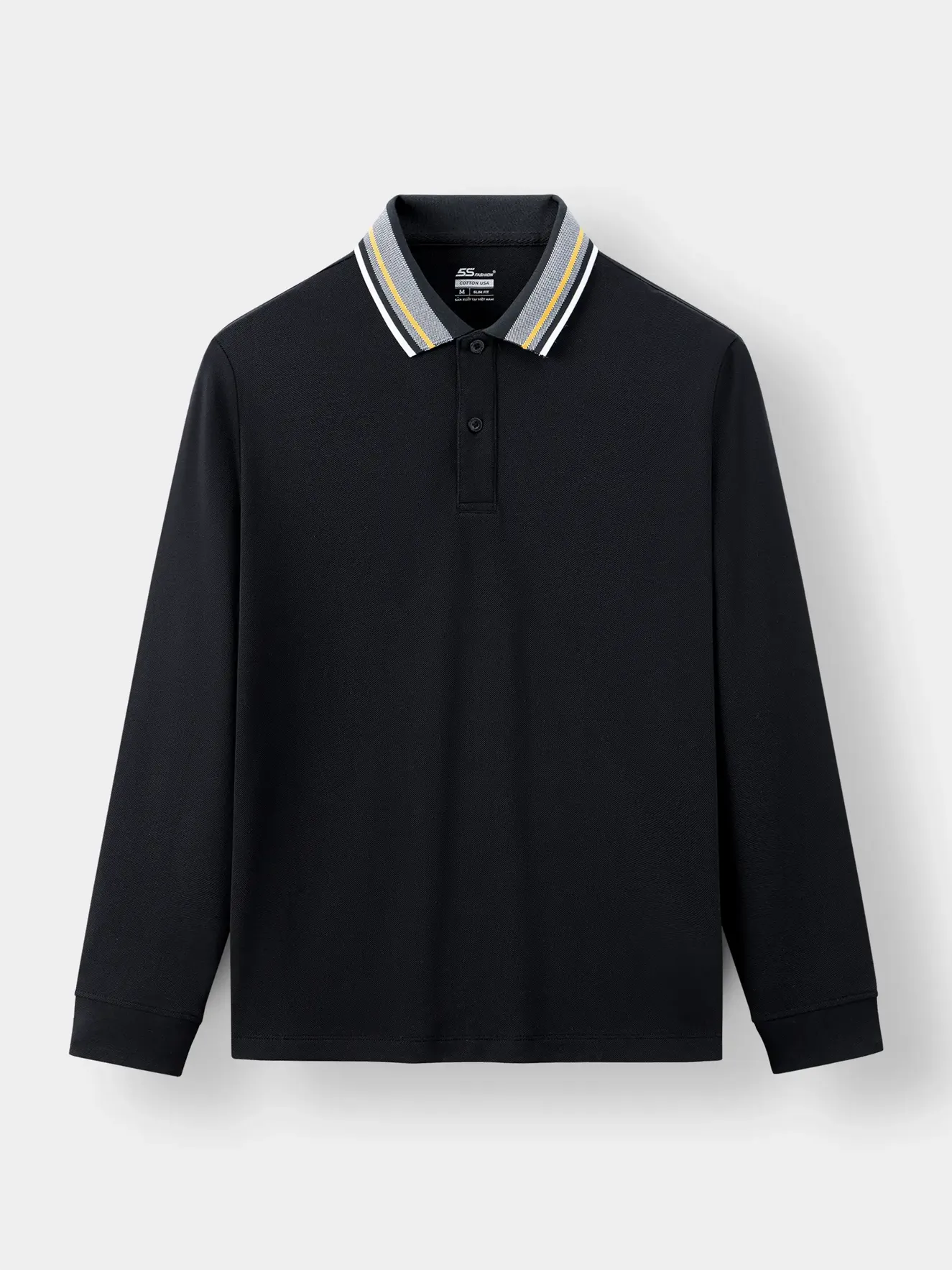 Áo Polo Dài Tay Cổ Phối Màu 5S Fashion Slim Fit APD23601