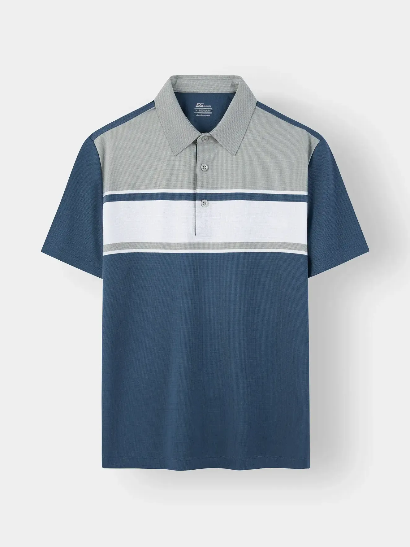 Áo Polo Nam 5S Fashion Can Phối Kẻ Ngang Phom Regular M0APC26089