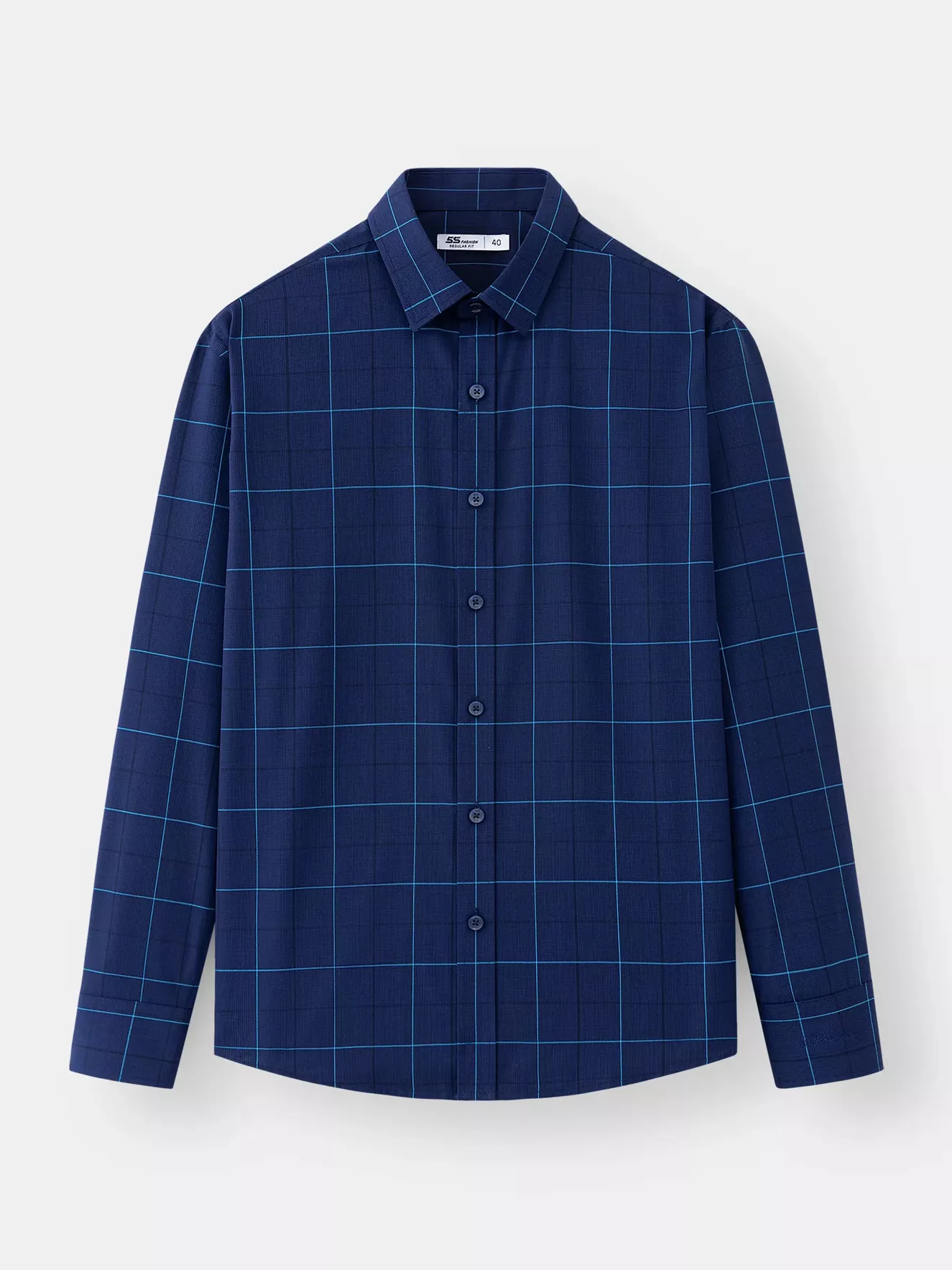 Áo Sơ Mi Nam Dài Tay 5S Fashion Dệt Kẻ Ô Regular ASM24005