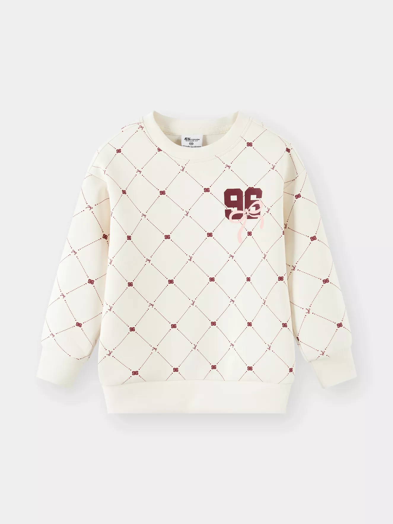 Áo Nỉ Bé Gái 5S Fashion Họa Tiết Monogram Phom Regular GBANI25004