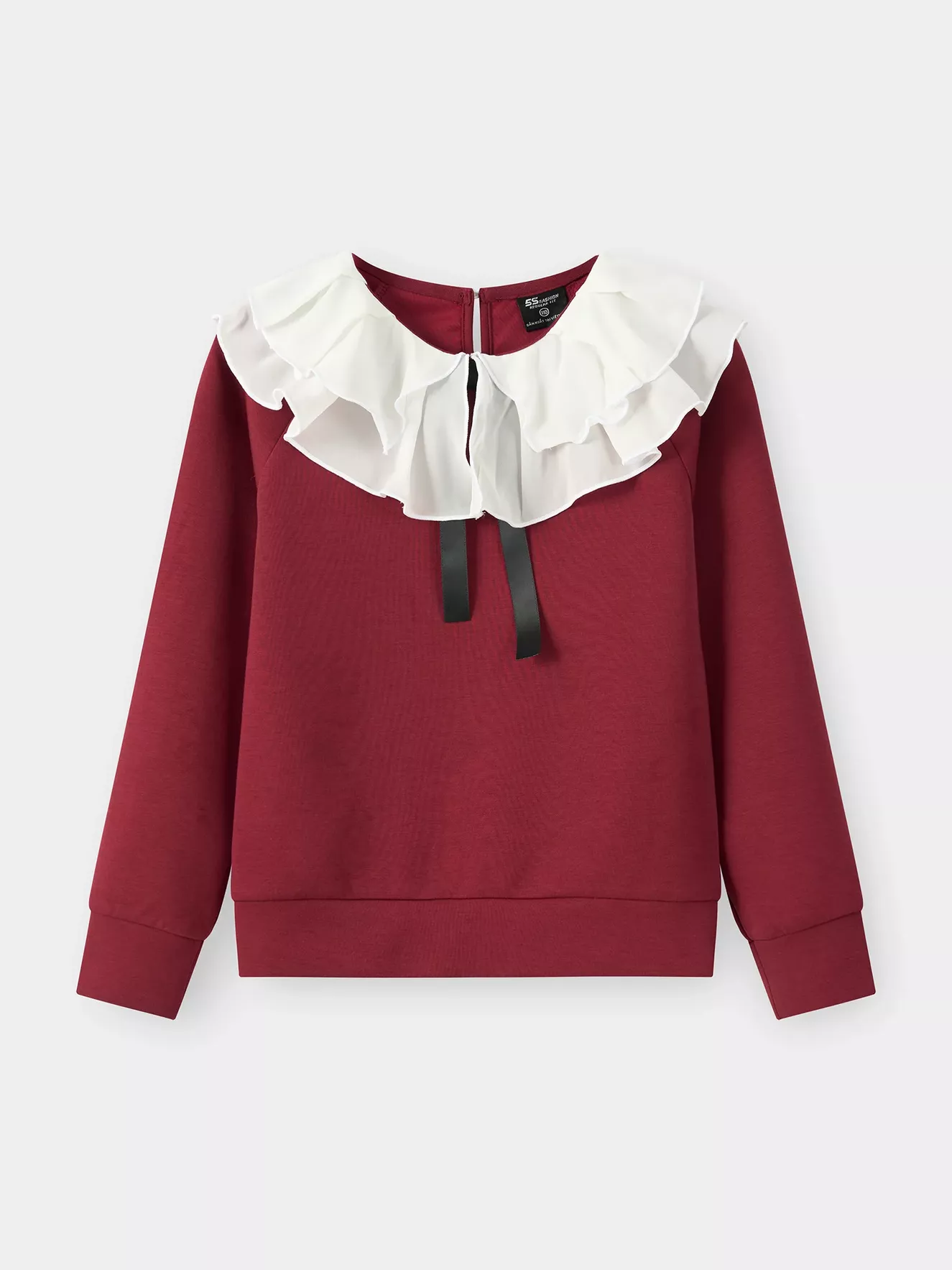 Áo Nỉ Bé Gái 5S Fashion Cổ Bèo Phối Nơ GBANI25005