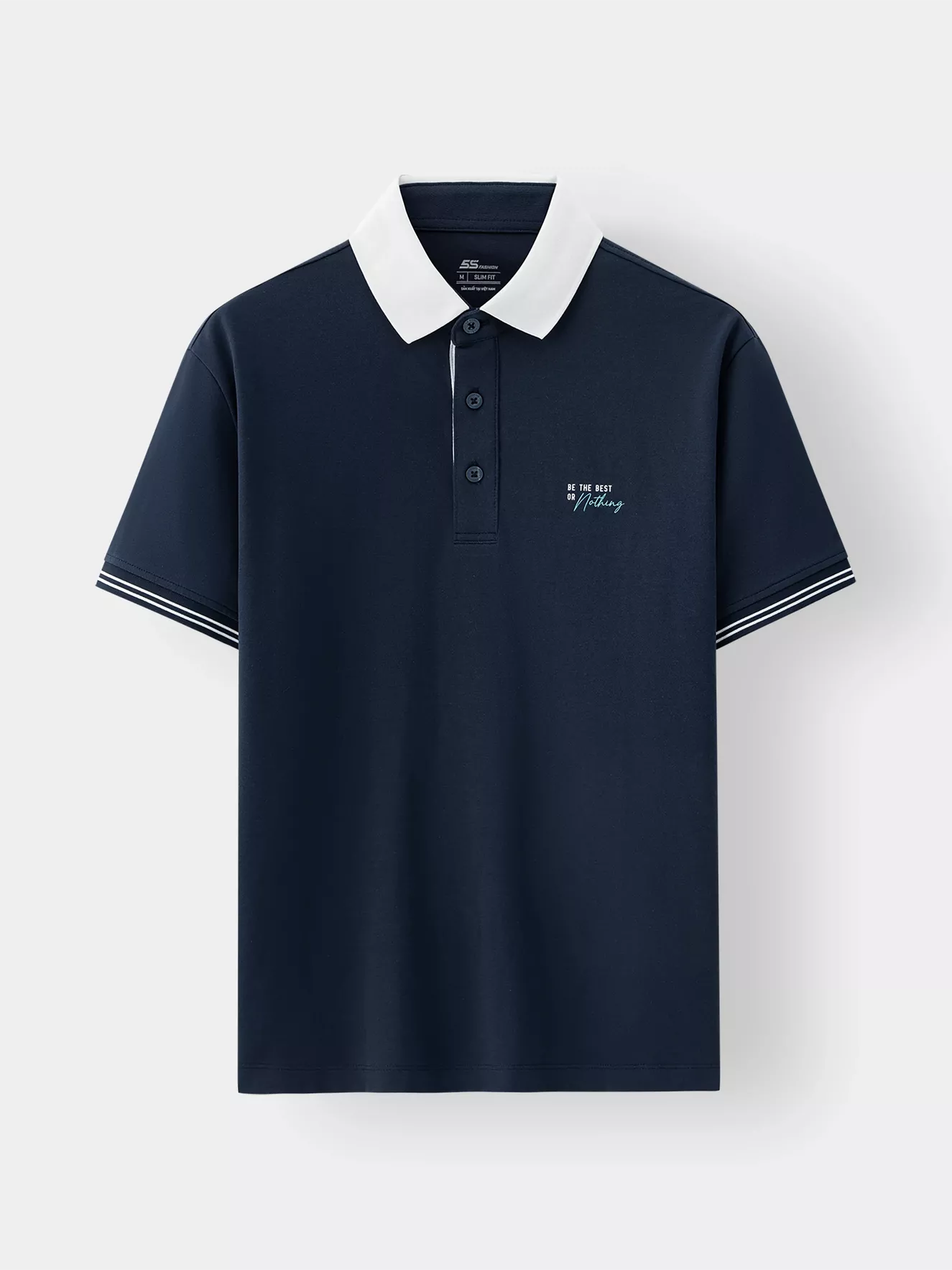 Áo Polo Nam Can Phối In Chữ 5S Fashion Trẻ Trung APC25006