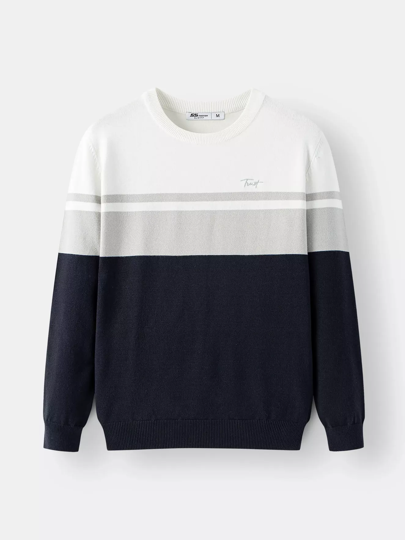 Áo Len Nam Cổ Tròn 5S Fashion Dệt Kẻ Slimfit ALE24006