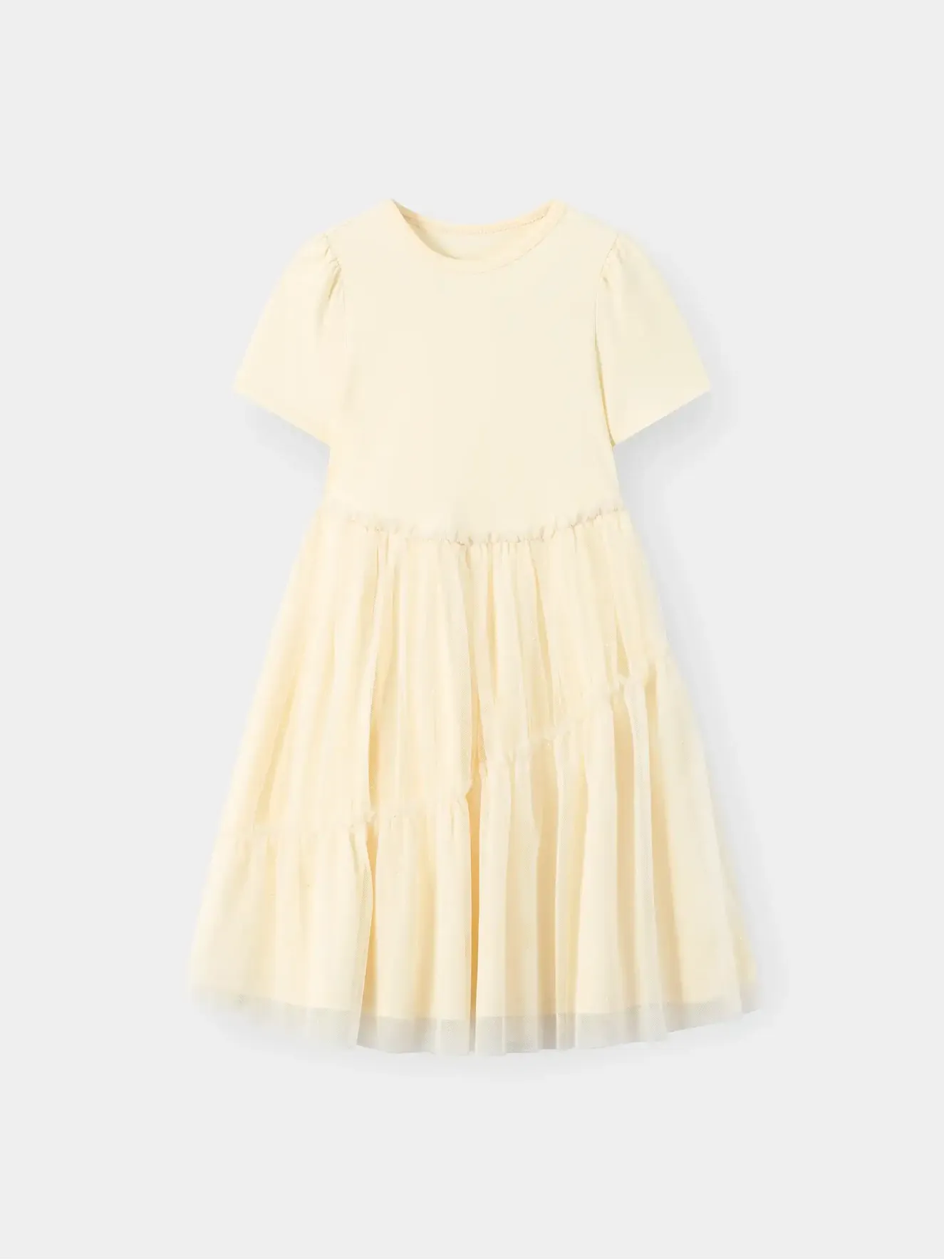 Váy Liền Tay Ngắn Bé Gái 5S Fashion Phối Lưới Phom Regular G0VAY26008