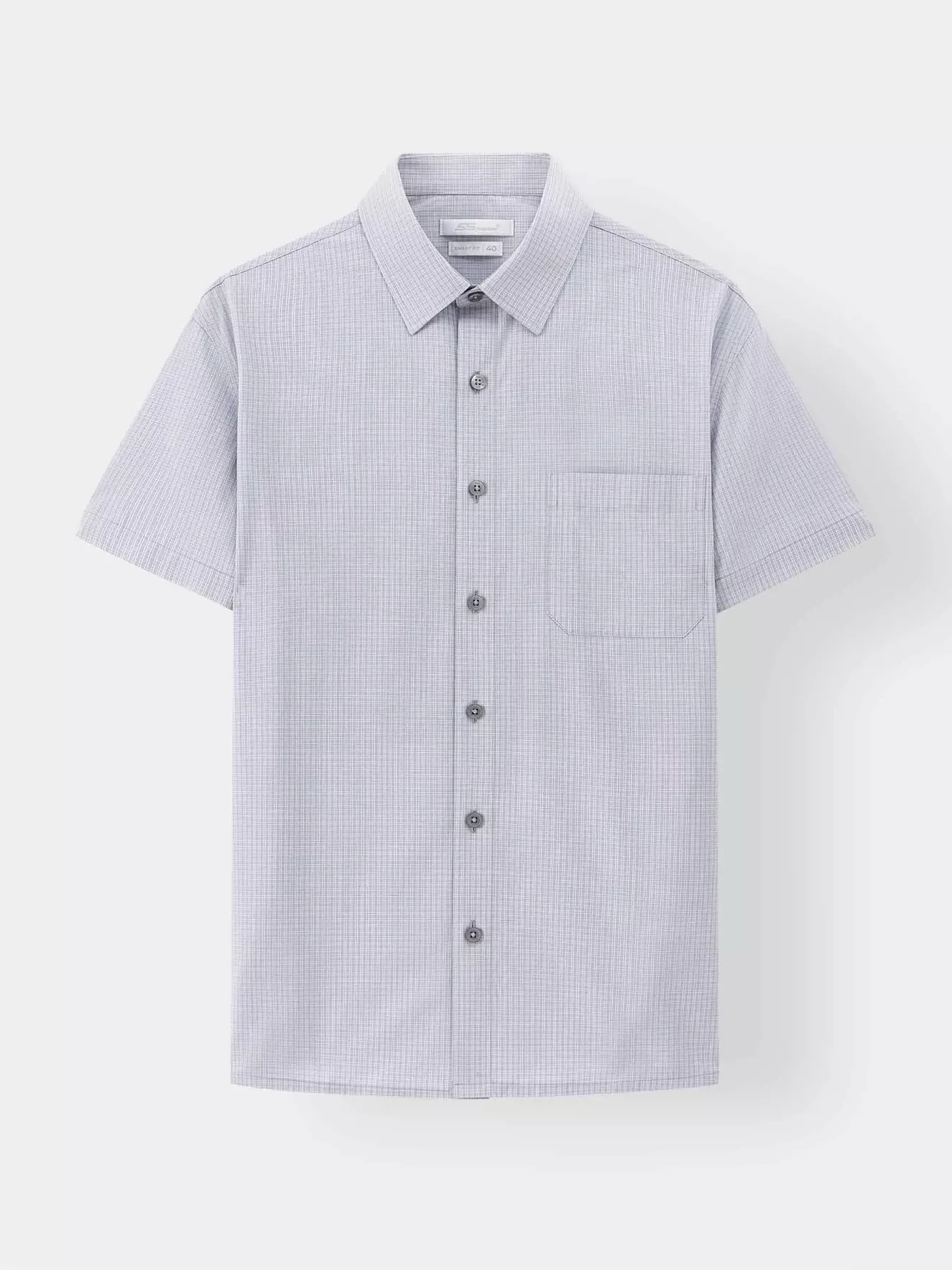 Áo Sơ Mi Nam Ngắn Tay 5S Fashion Ghi Kẻ Có Túi ASC24030