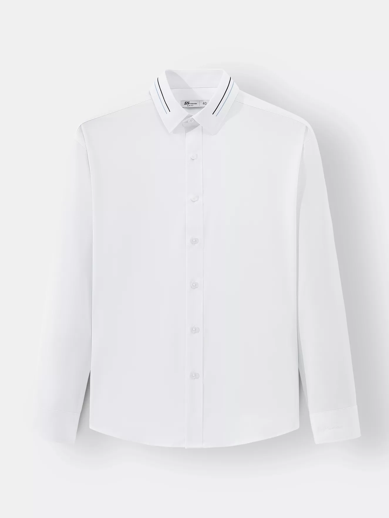 Áo Sơ Mi Nam Dài Tay 5S Fashion Màu Trắng Slimfit ASM24206