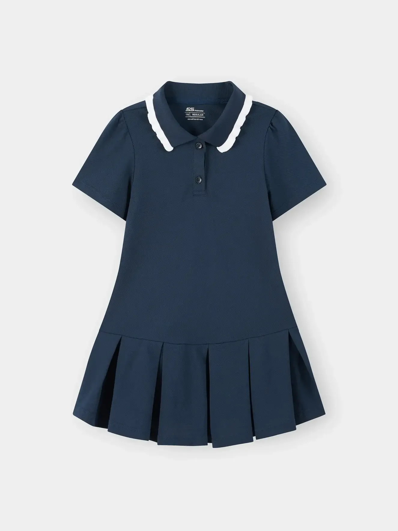 Váy Liền Bé Gái 5S Fashion Xếp Ly Cổ Polo G0VAY26002