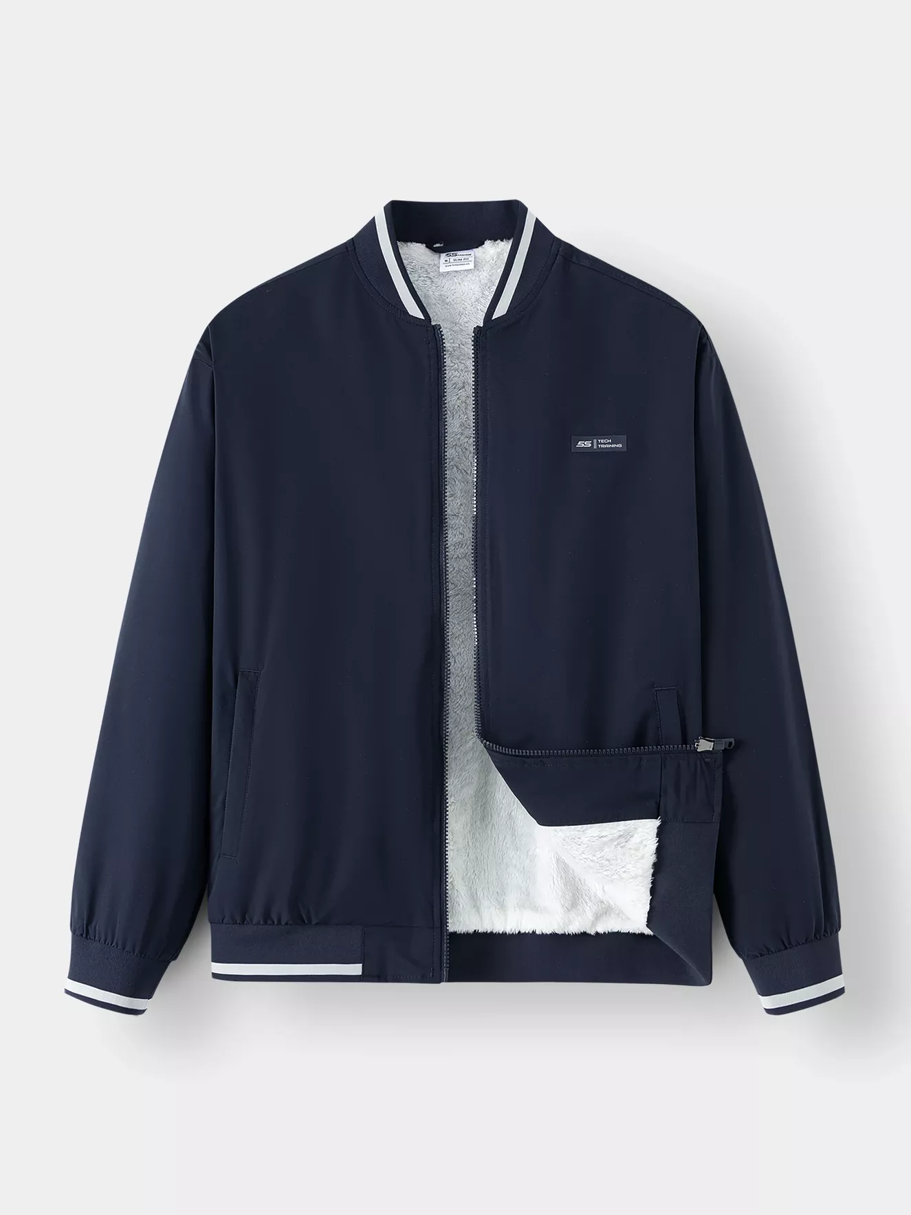 Áo Khoác Bomber Nam 5S Fashion Lót Lông In Logo AKB24017