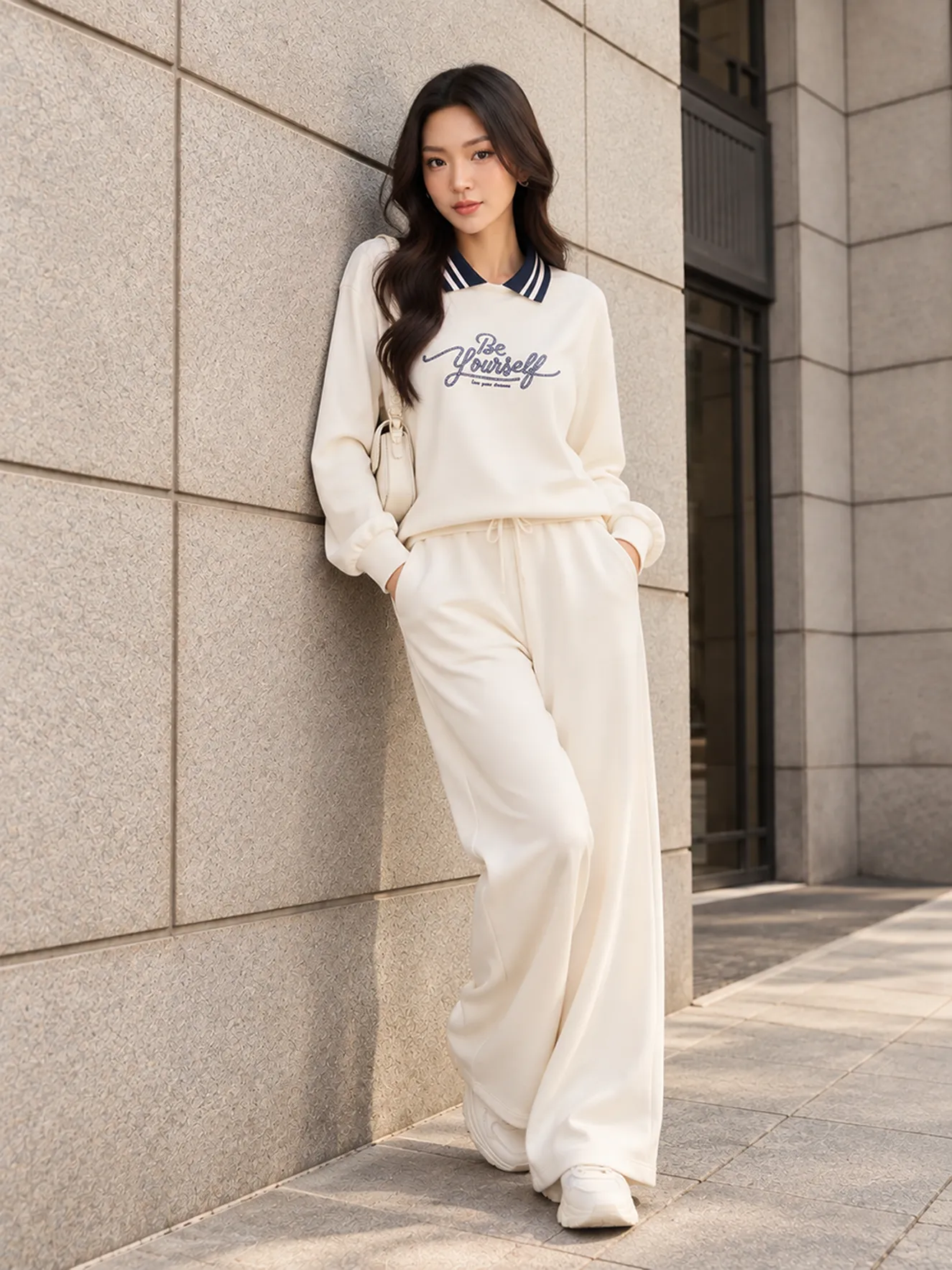 Bộ Nỉ Nữ Dài Tay 5S FASHION COZY CHIC S-SOFT Cổ Polo WBNI26017