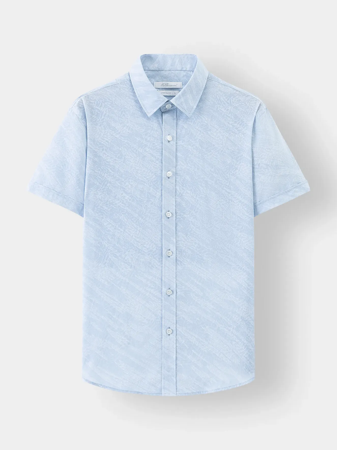 Áo Sơ Mi Nam Ngắn Tay 5S Fashion Xanh Da Trời ASC24011 