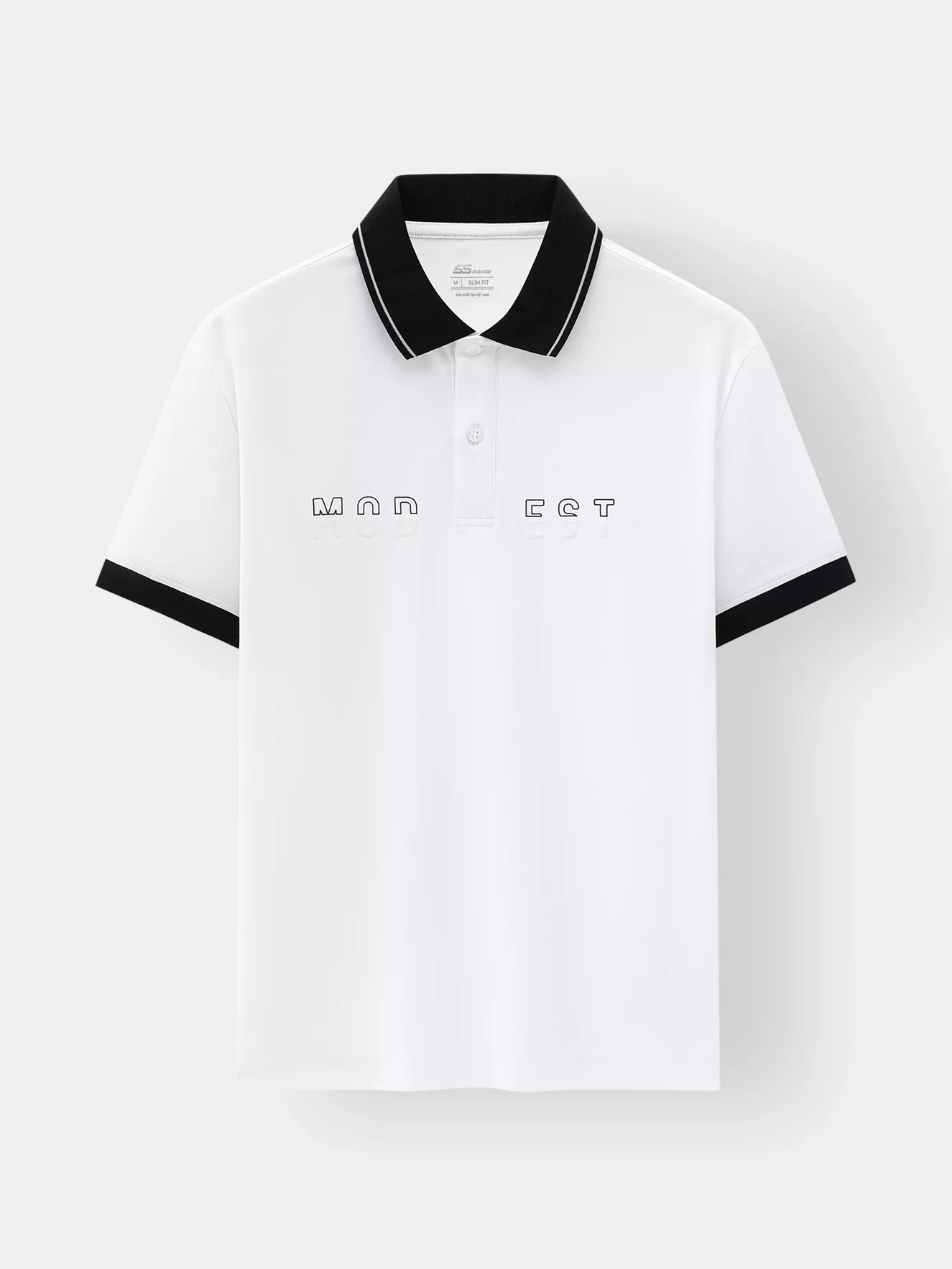 Áo Polo Nam 5S Fashion Phối Cổ In Chữ Phom Slimfit APC25122