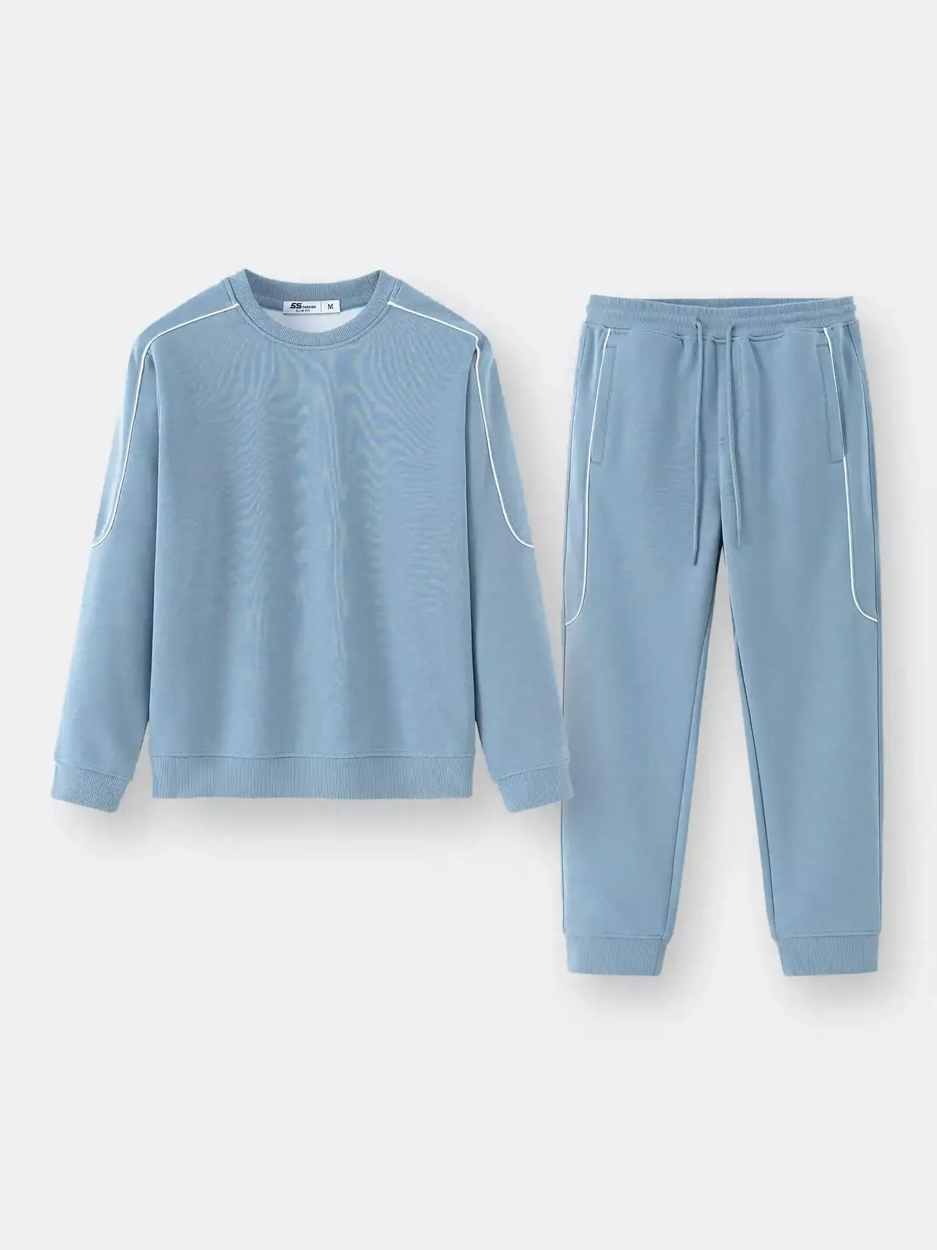 Bộ Nỉ Nam Cổ Tròn 5S Fashion Phối Line Khỏe Khoắn Slimfit BNI24020