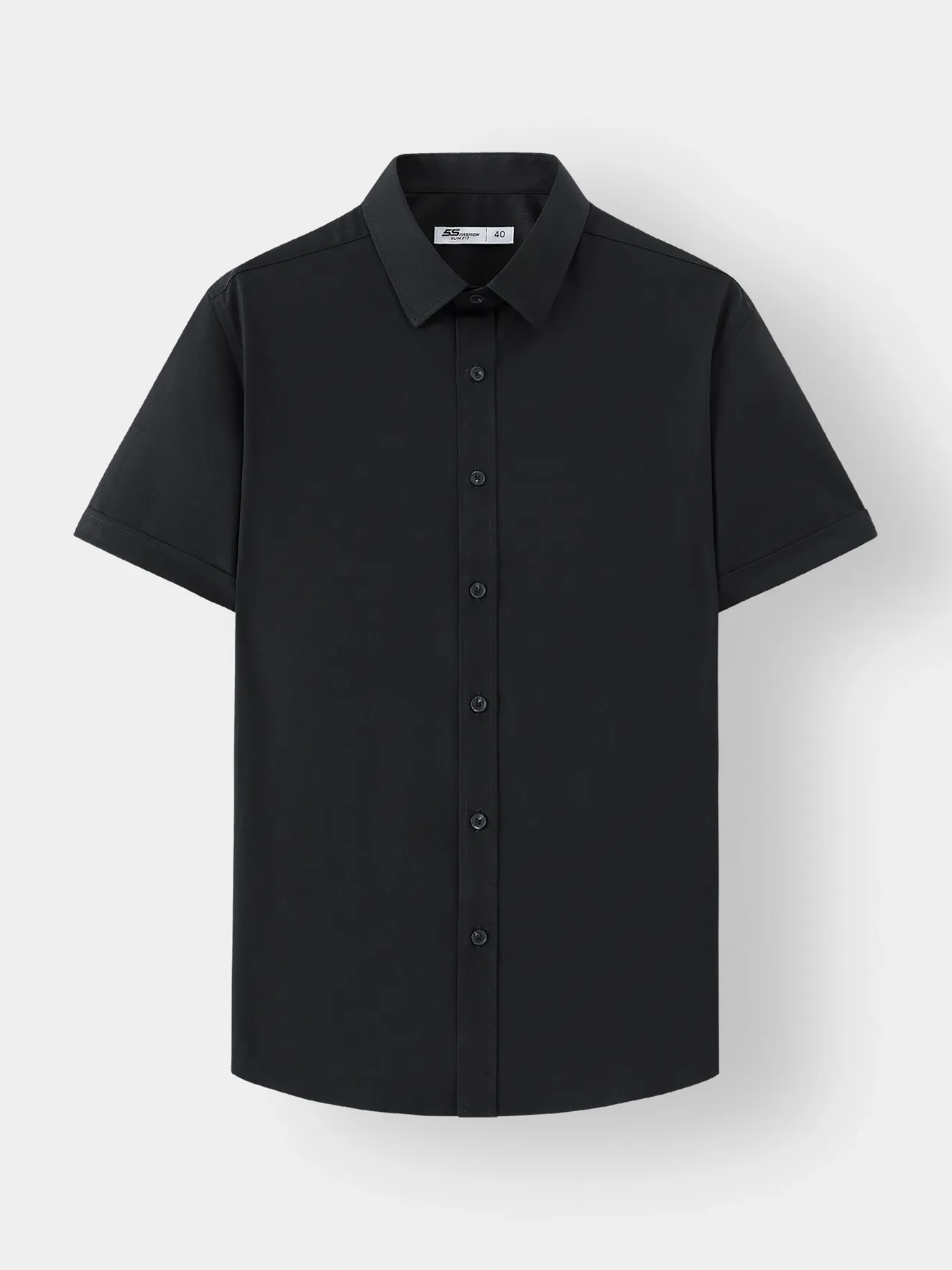 Áo Sơ Mi Nam Ngắn Tay 5S Fashion Màu Đen ASC24006