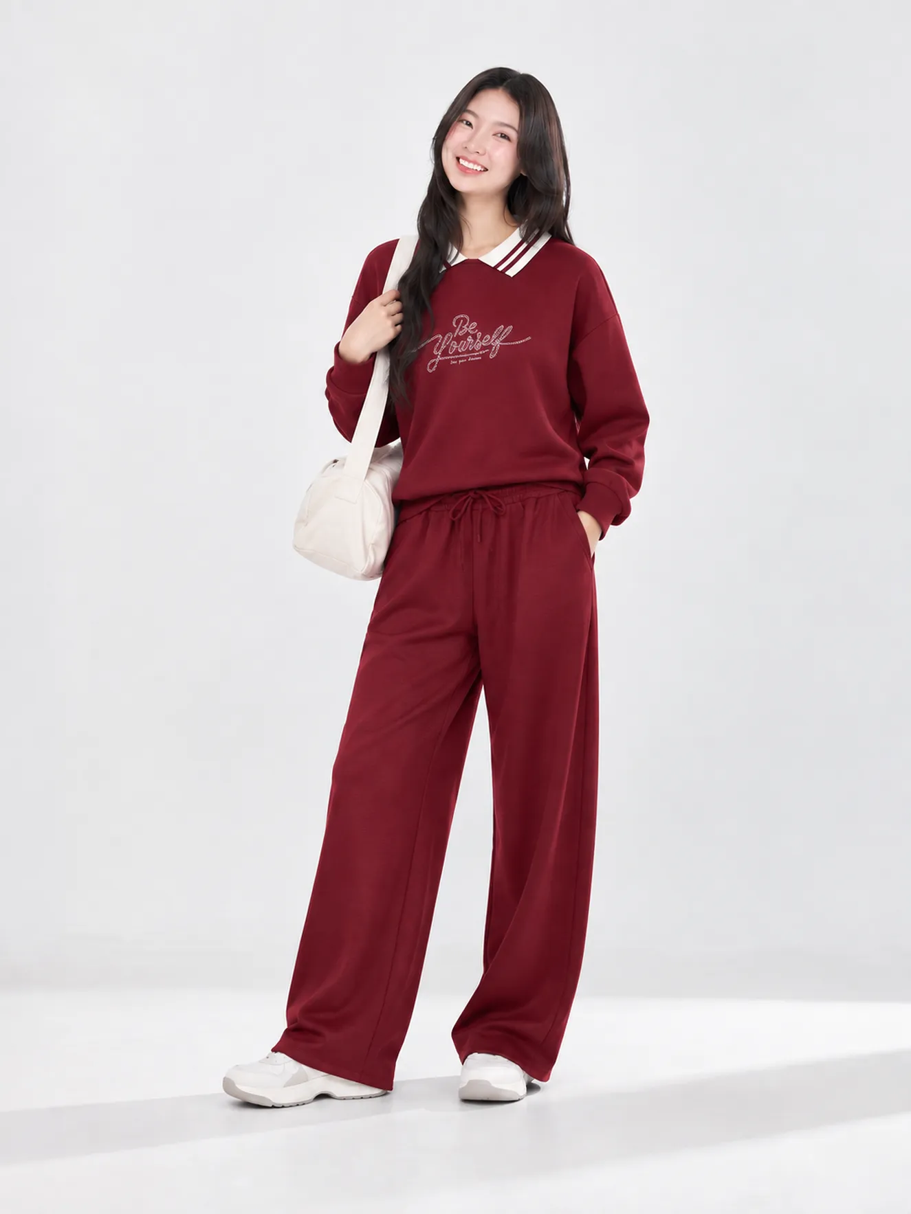 Bộ Nỉ Nữ Dài Tay 5S FASHION COZY CHIC S-SOFT Cổ Polo WBNI26017