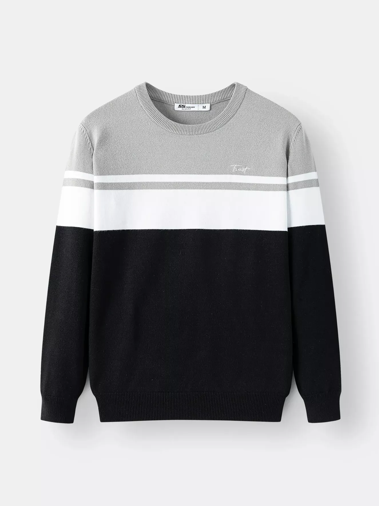 Áo Len Nam Cổ Tròn 5S Fashion Dệt Kẻ Slimfit ALE24006